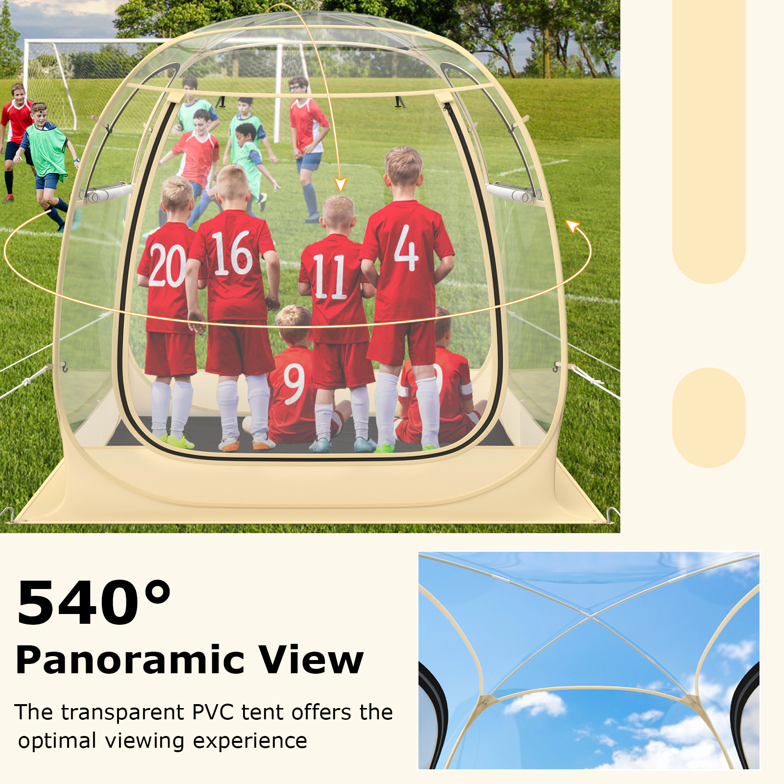 SUGIFT Clear Instant Pop Up Bubble Sports Tent with Floor Mat and Carry Bag for 5-6 People 6-ft W 6-ft D 5.4-ft H
