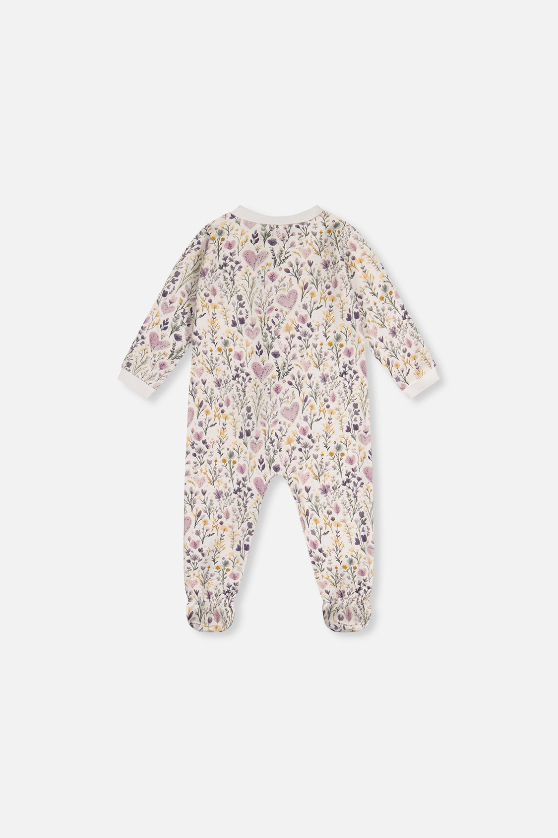 Deux par Girls Organic Cotton Heart Print Front Zip Footed One Piece Pajama