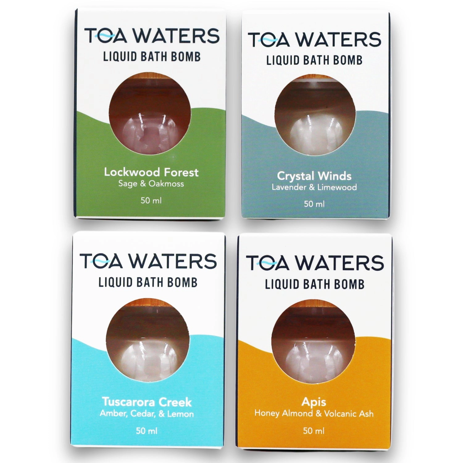 TOA Waters Unisex Liquid Bath Bomb Series - The Elemental Series - 4 Pack