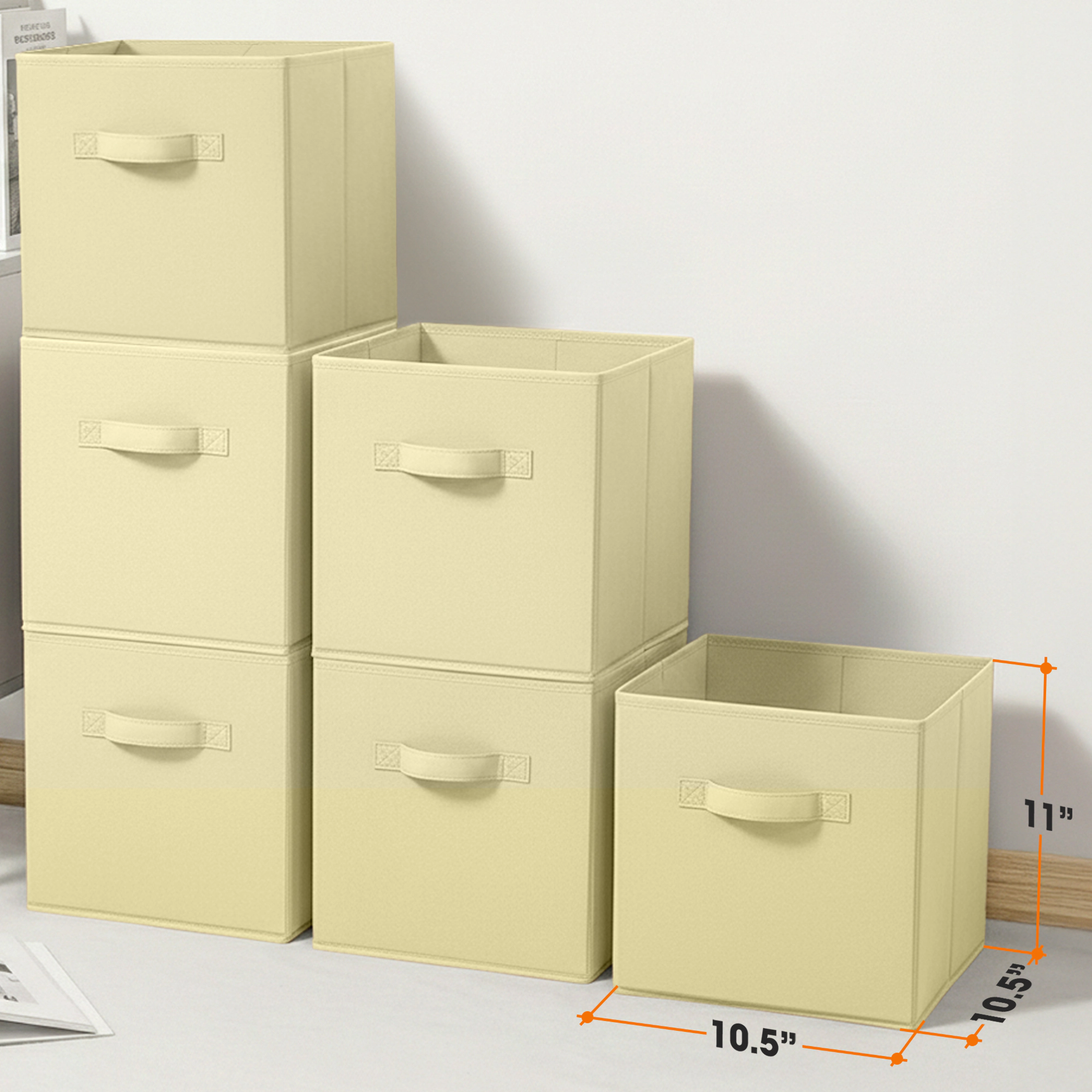 Cheer Collection Collapsible Fabric Storage Cubes with Handles, 6 Pack