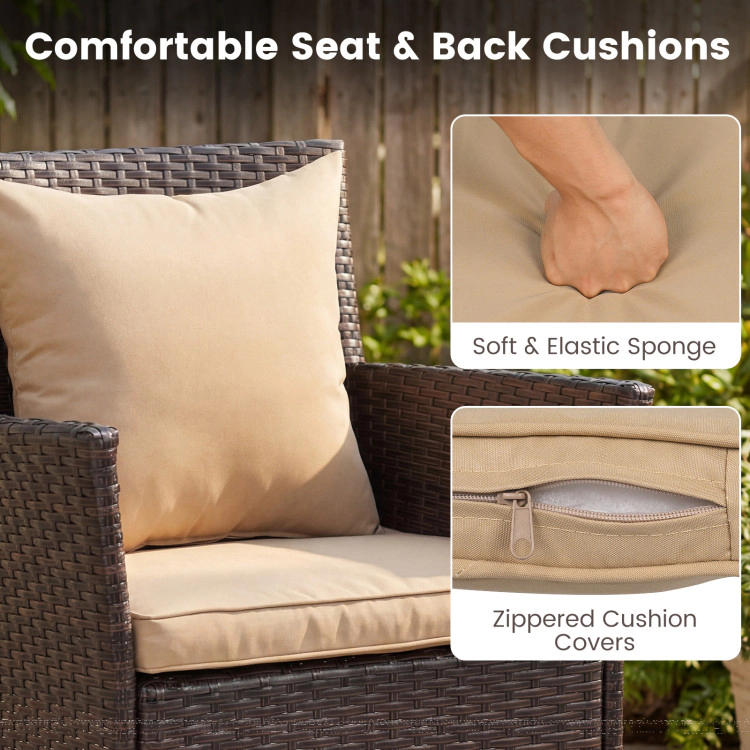 Hivvago 3-Piece Patio Furniture Set Rattan Bistro Chairs With 2-Tier Tempered Glass Side Table