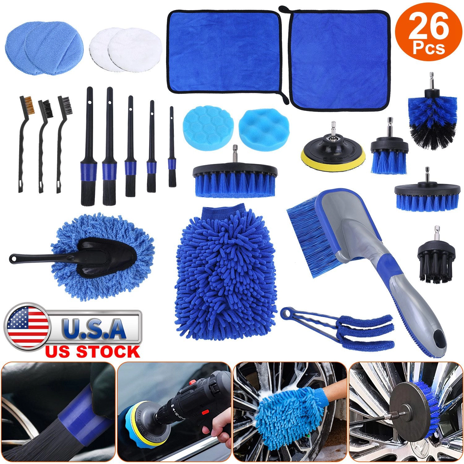 GBruno 26-Piece Drill Brush Car Detailing Kit