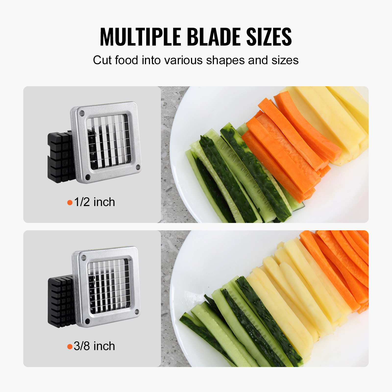 HONGGE French Fry Cutter, Potato Slicer with Stainless Steel Blades, Manual Cutter Chopper Suction Cups