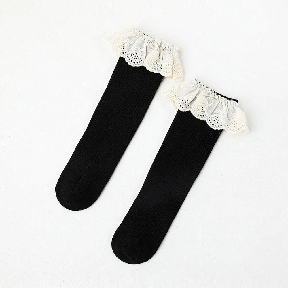 19076 Baby Girl Mesh Princess Socks - 80% Cotton Blend, Breathable Mesh, Arch Support, Ruffle Trim