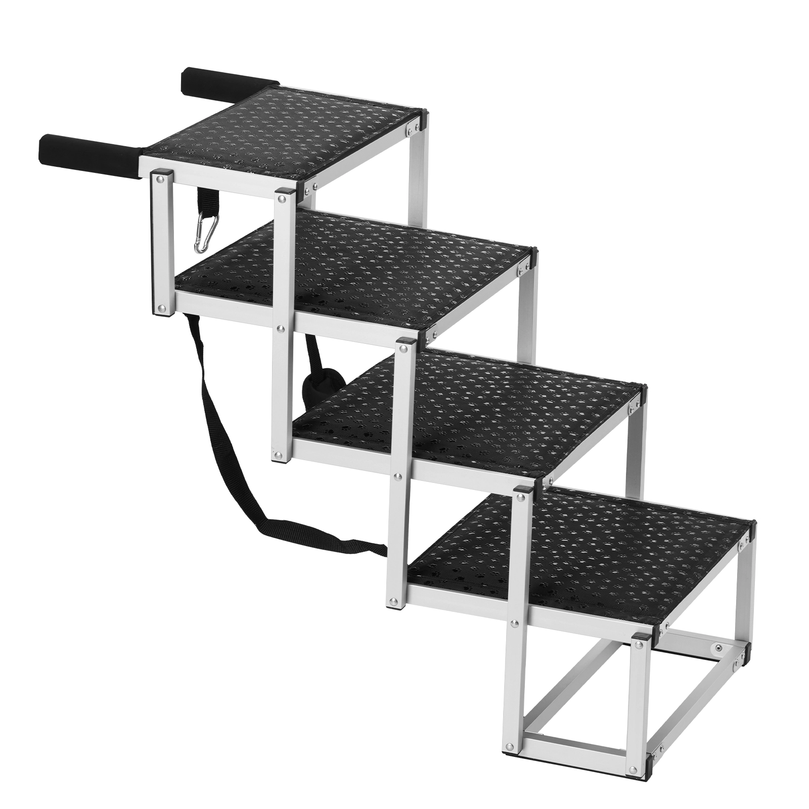 HONGGE 4-Step Wide Aluminum Dog Car Stairs, Adjustable 24-25.4 in Height, Folds Compact, Supports up to 150 lbs