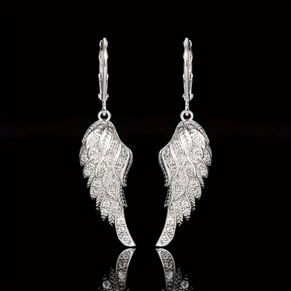 Women Angel Wing Dangle Leverback Earring