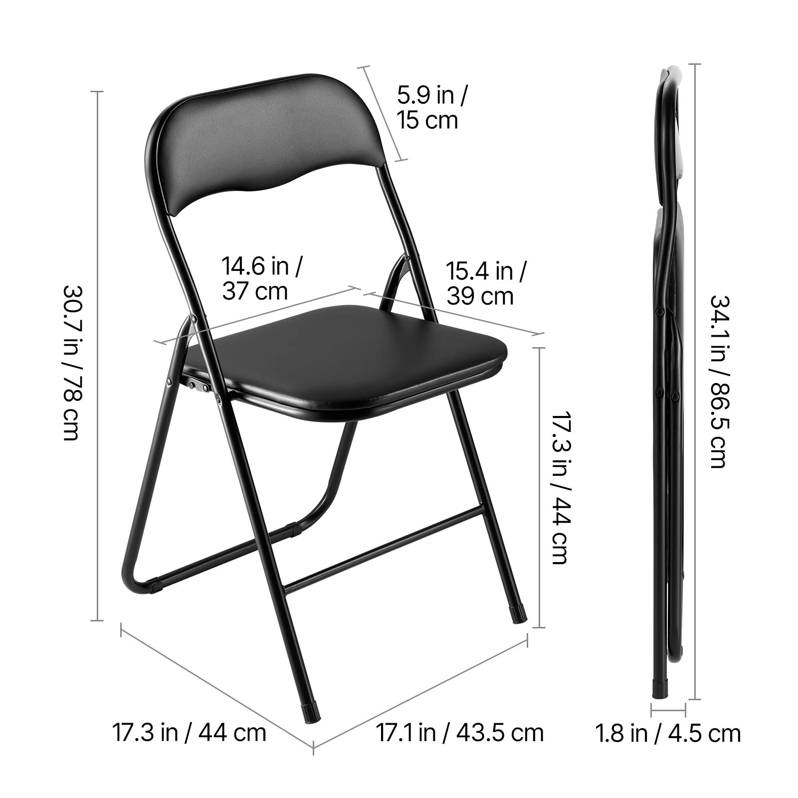HONGGE Folding Chairs Foldable Chairs with Heavy Duty Metal Frame Portable Folding Card Table Chairs Stackable Seats