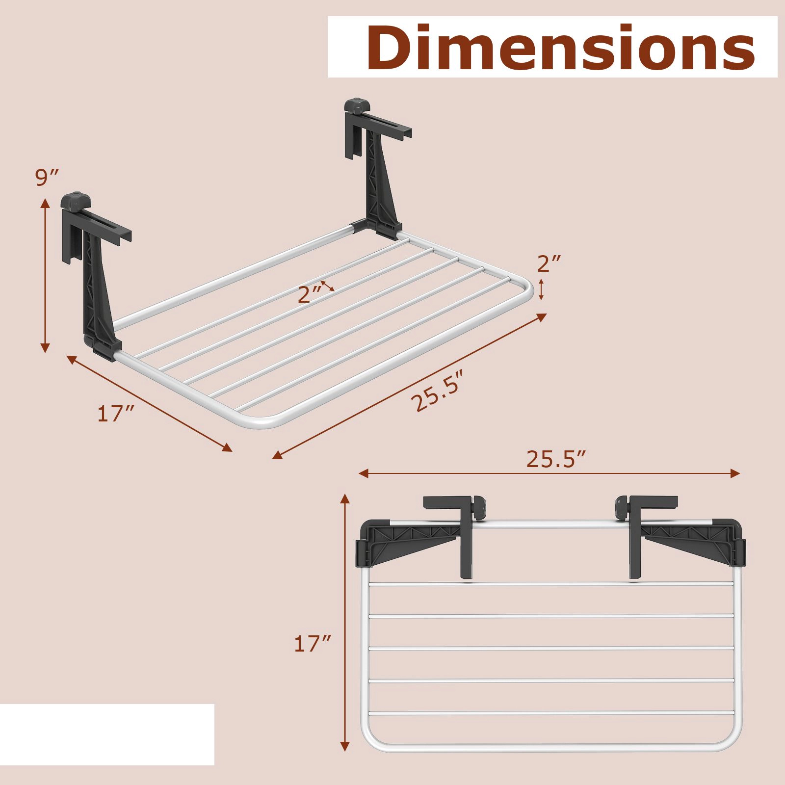SlickBlue Portable Folding Towel Drying Rack, 7-Bar Aluminum