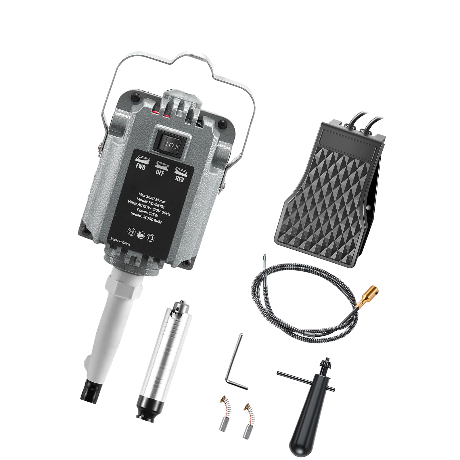 HONGGE Flex Shaft Grinder Electric Rotary Tool Foot-Pedal Control Hanging Carver with Accessory Kit