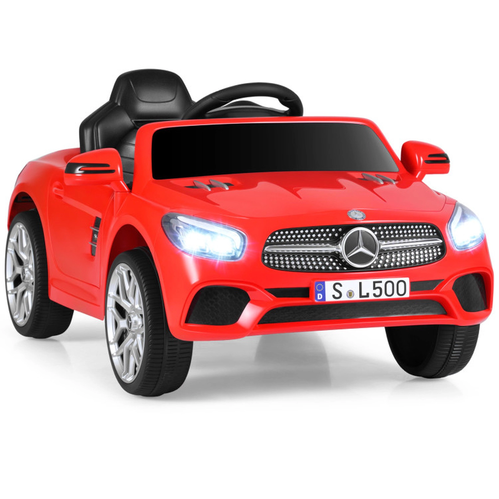 SUGIFT 12V Pink Kids Ride-On Car with Licensed Mercedes-Benz Body Remote Music and LED Lights 41-in W