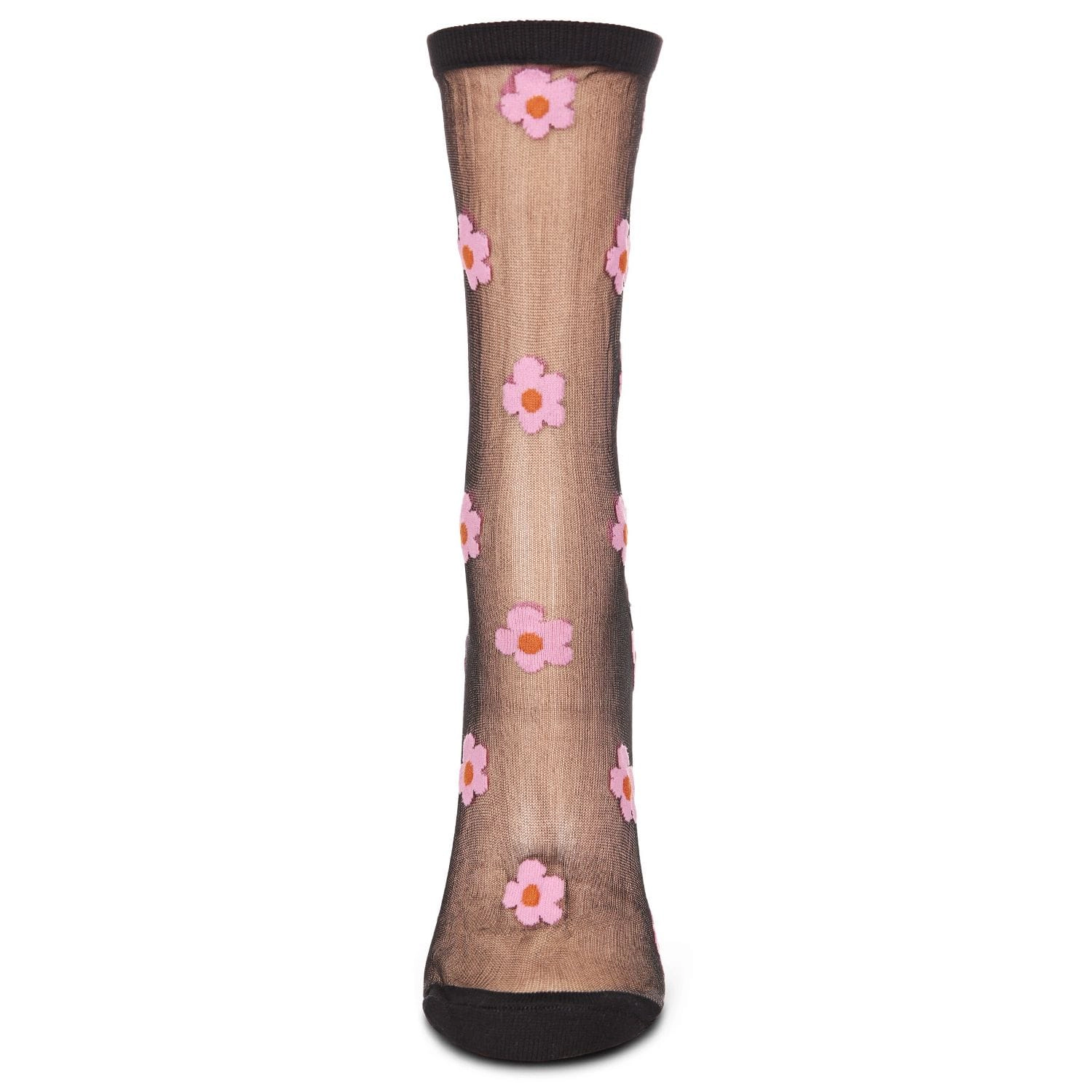 MeMoi Women's Delightful Daisies Sheer Crew Socks