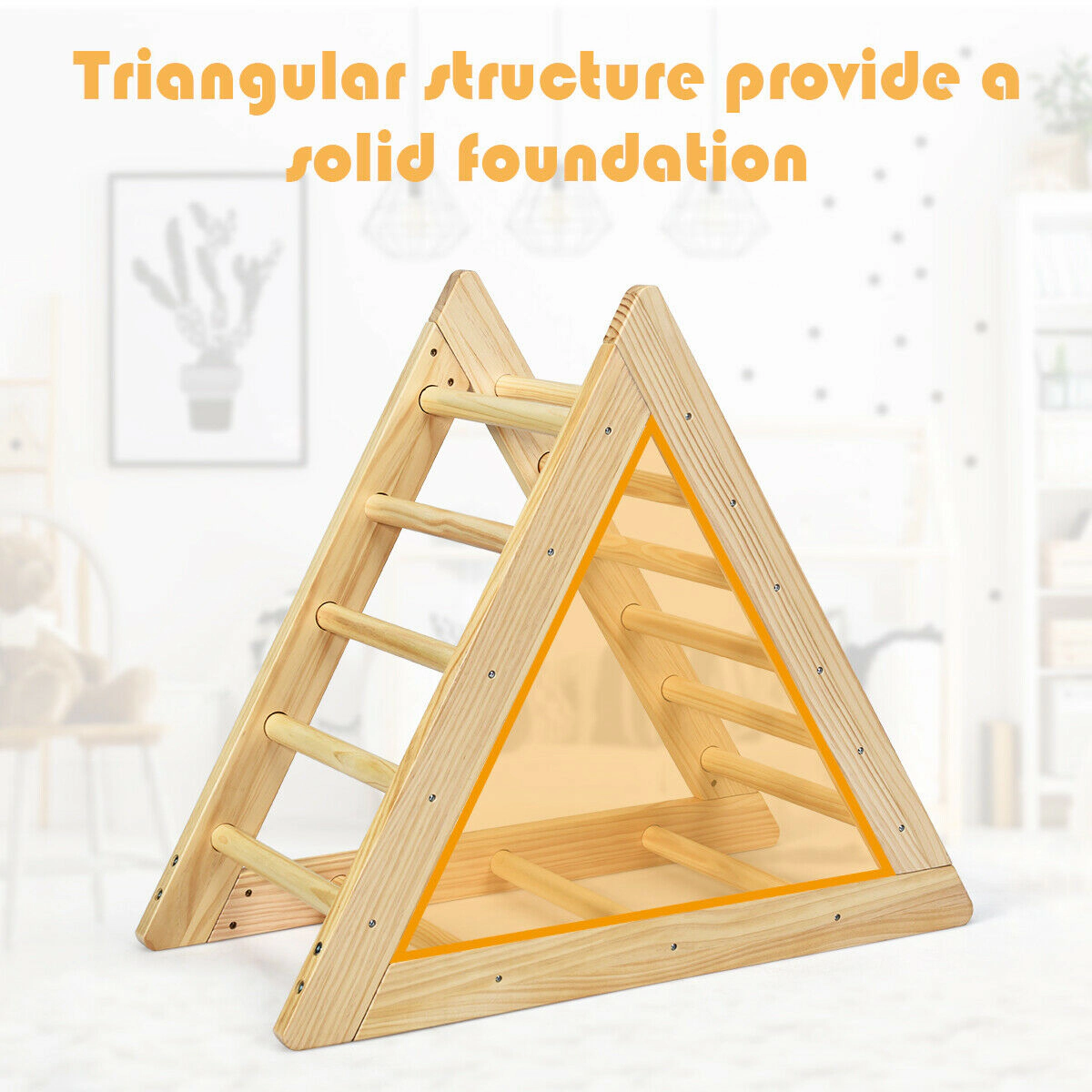 SUGIFT Natural ASTM Certified Toddler Step Training Wooden Triangle Climber