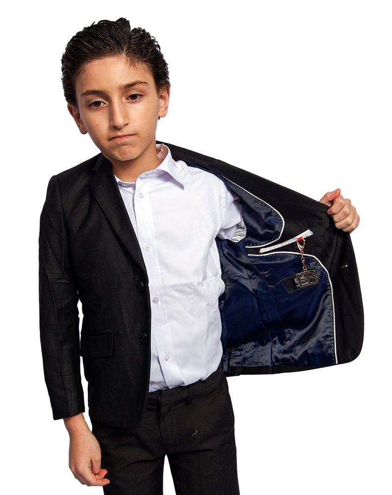 Elie Balleh Boys Slim Fit Windowpane Jacket