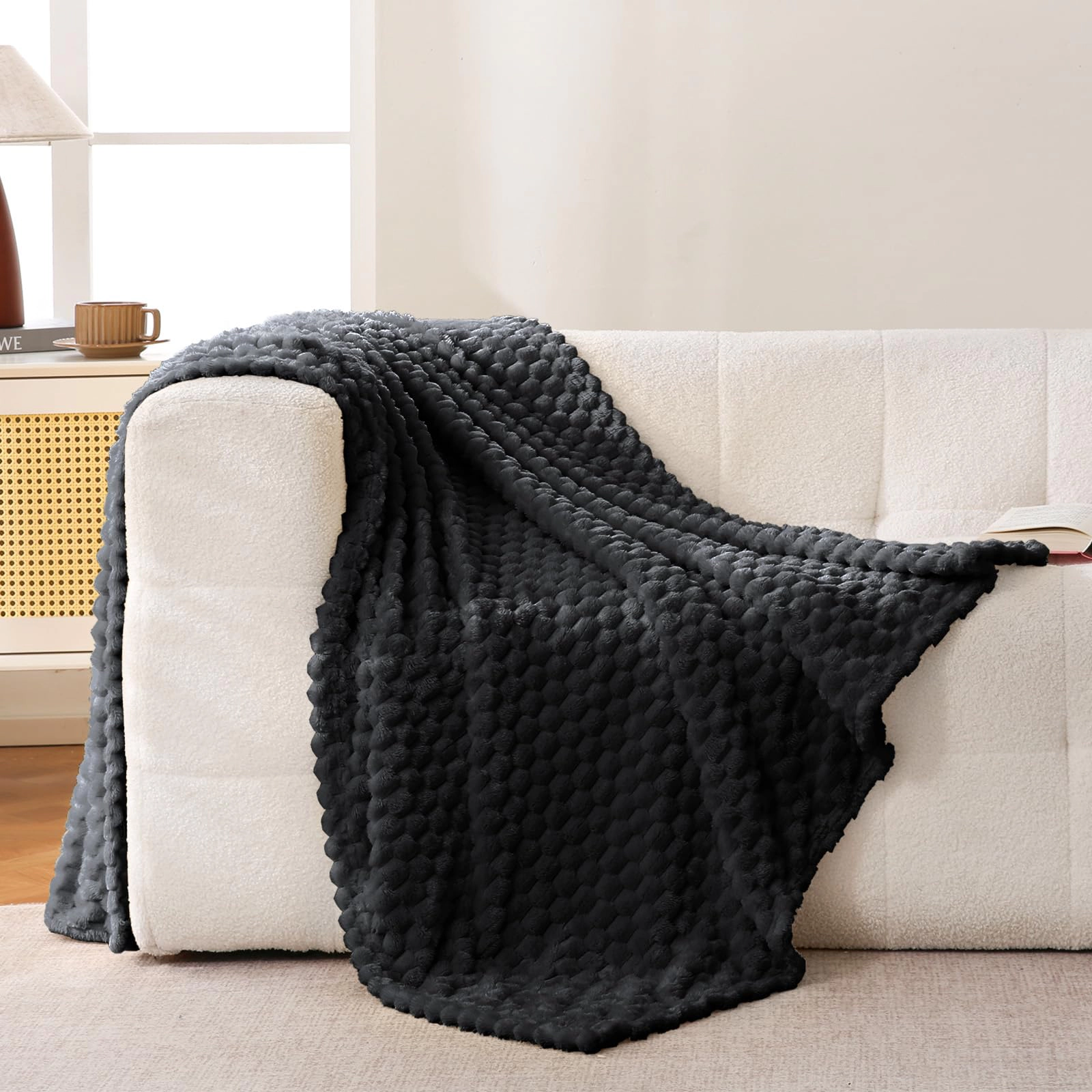 300GSM Fleece Throw Blanket 50x70IN Cozy Warm Lightweight for All Seasons