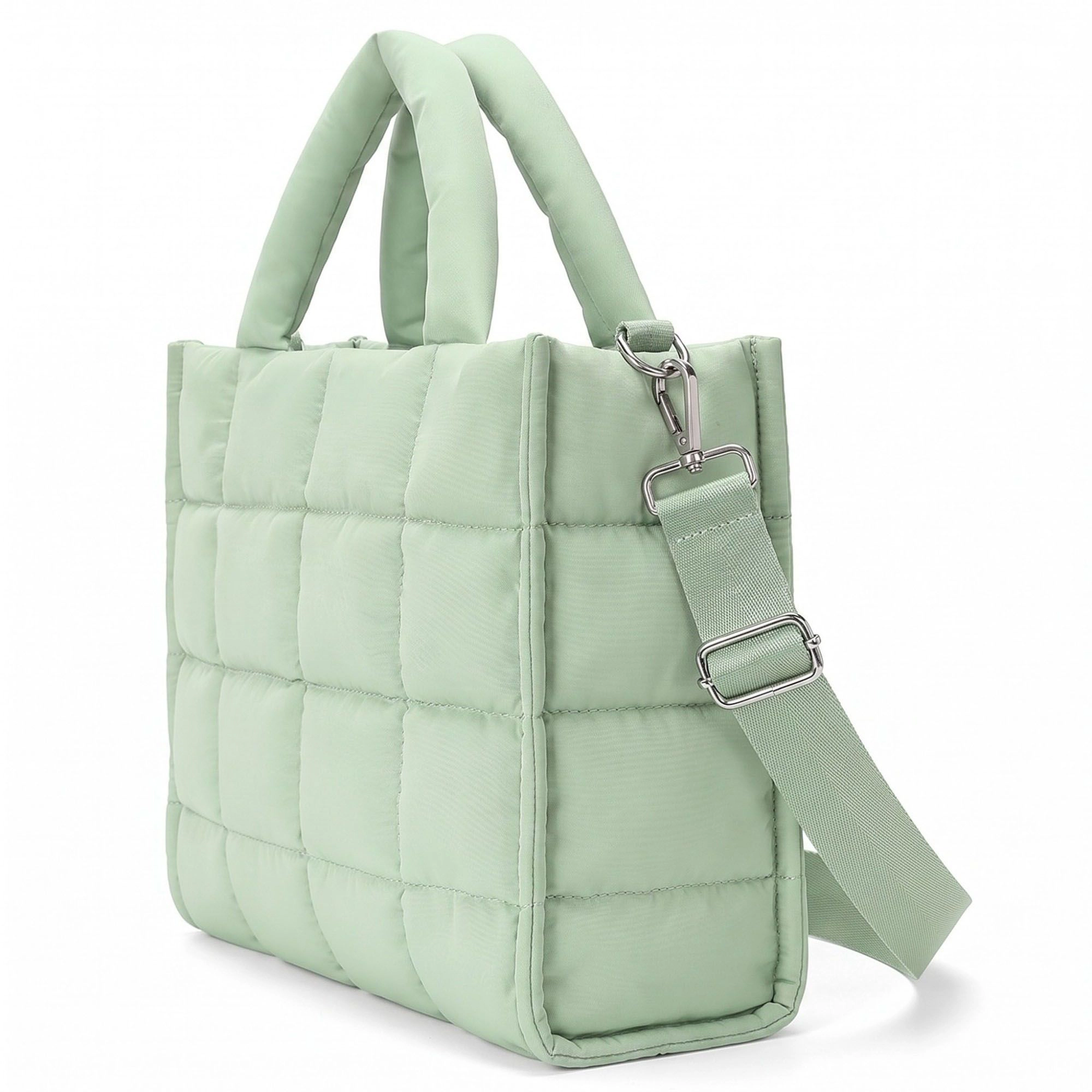 Alilang Women's Quilted Puffer Tote Bag with Top Handles and Adjustable Crossbody Strap 11x10x5.5in