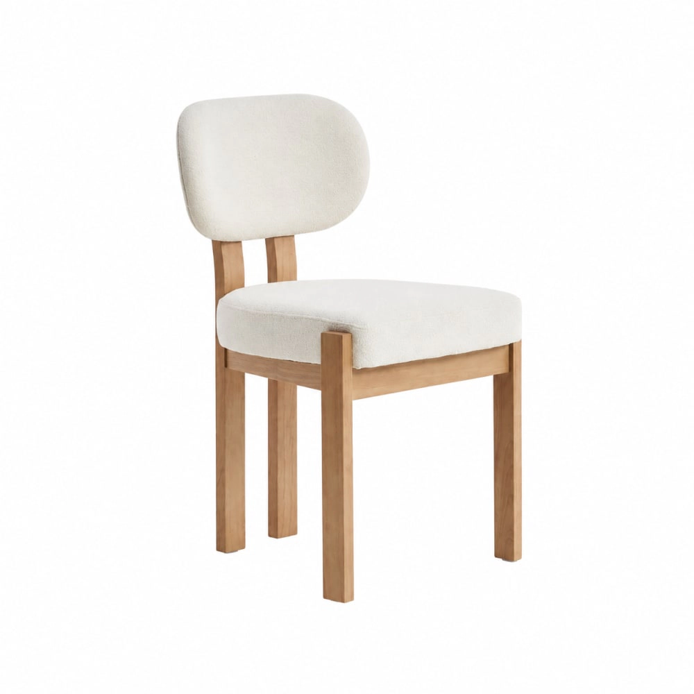GOODSILO Upholstered Fabric Dining Chair Solid Rubber Wood Frame