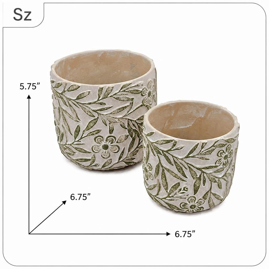 WOW PIONEER Durable Solid Cement Flower Planter Pot for Succulents Herbs Shrubs Indoor Outdoor