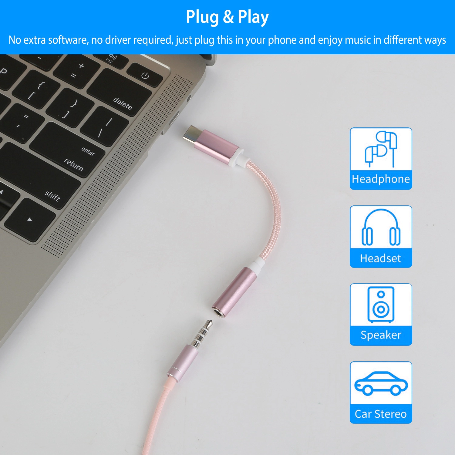 GBruno Braided USB-C To 3.5mm Audio Adapter