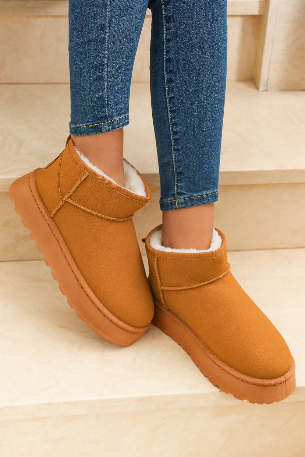 Threaded Pear Women's Anna Fur Lined Suede Ankle Snow Boots
