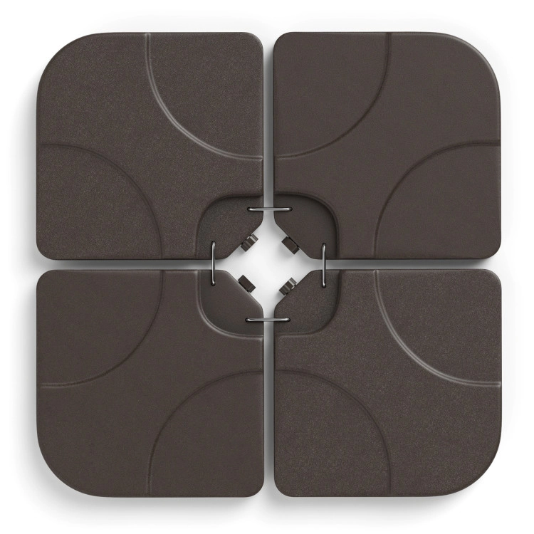 Hivvago 20 Inch Patio Offset Water Filled Plate Umbrella Base Sand-Coffee