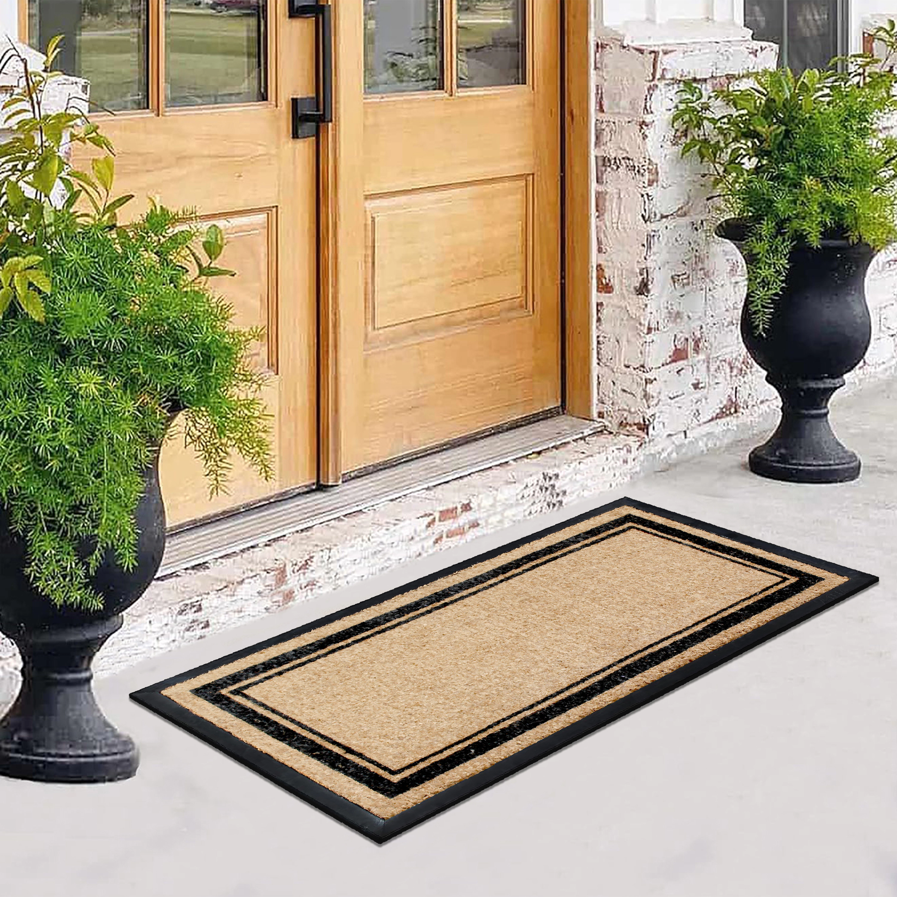 A1HC Coir and Rubber Door Mat 30x60 Inches Anti-Shed Fade-Resistant Markham Picture Frame Black