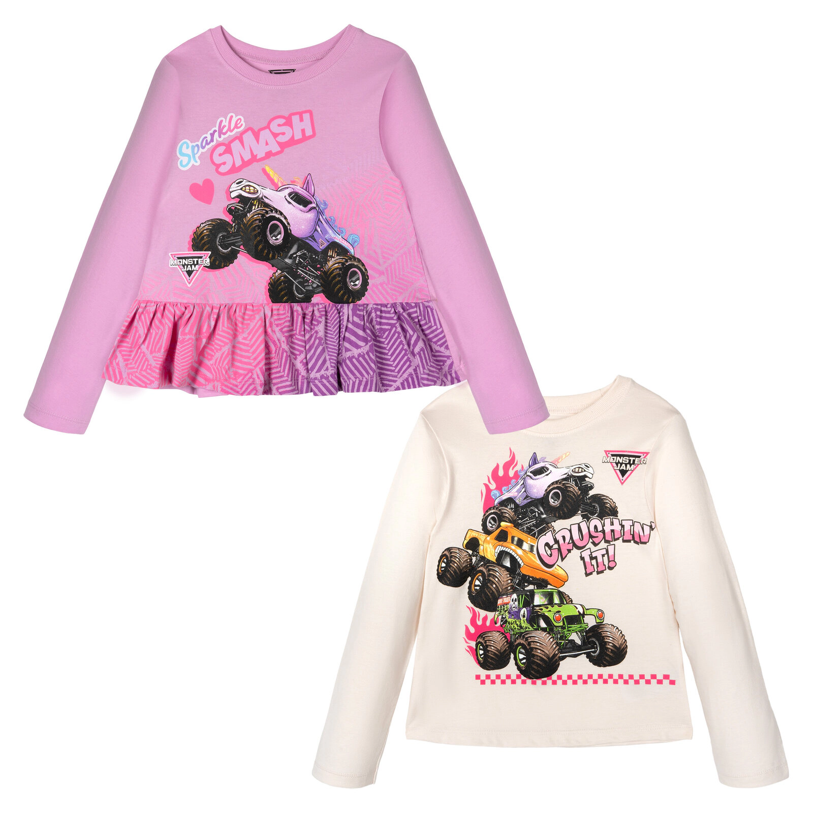 Monster Jam Girls' 2-Pack Long Sleeve T-Shirts