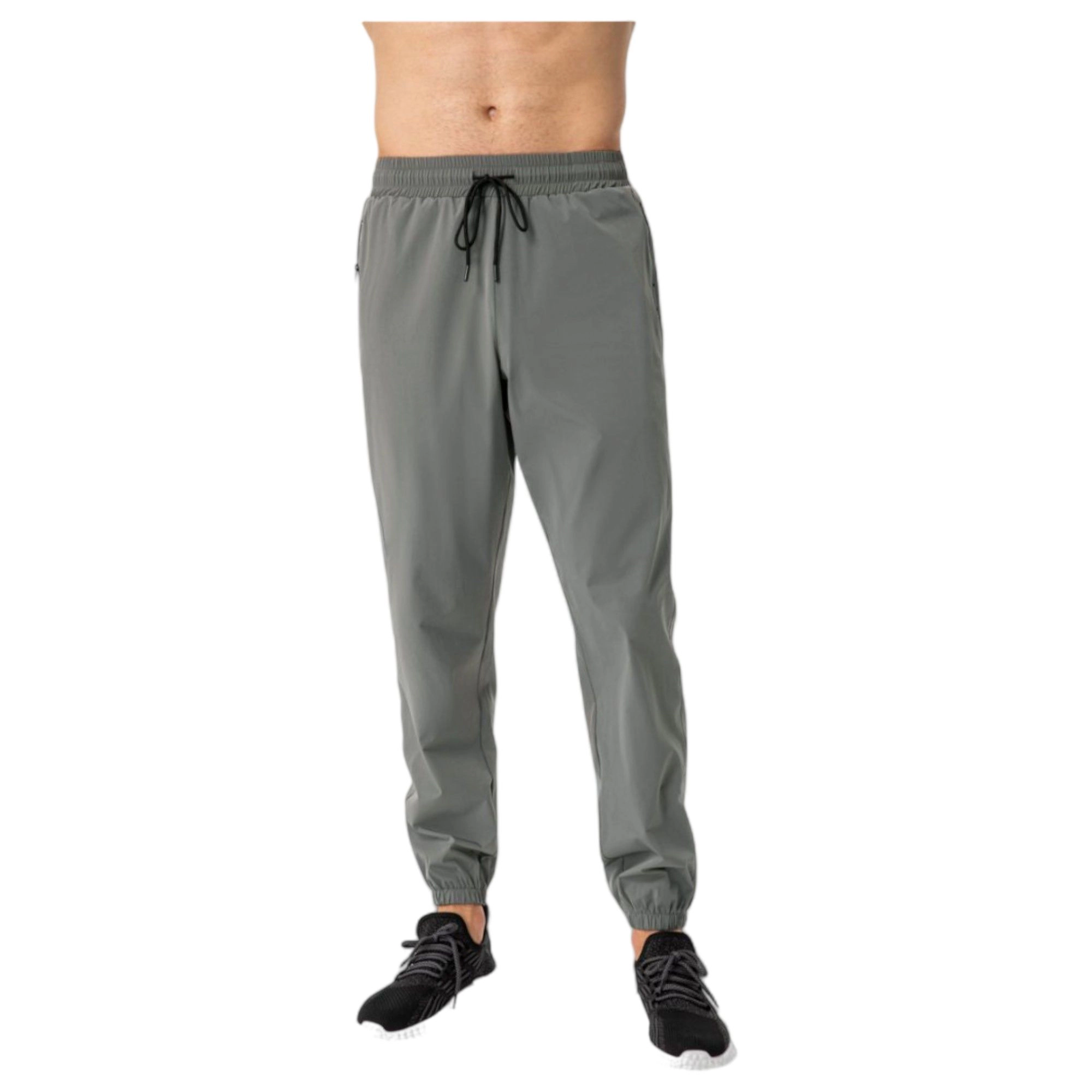 Anna-Kaci Men's Athletic Drawstring Pants with Zipper Pockets and Elastic Waistband