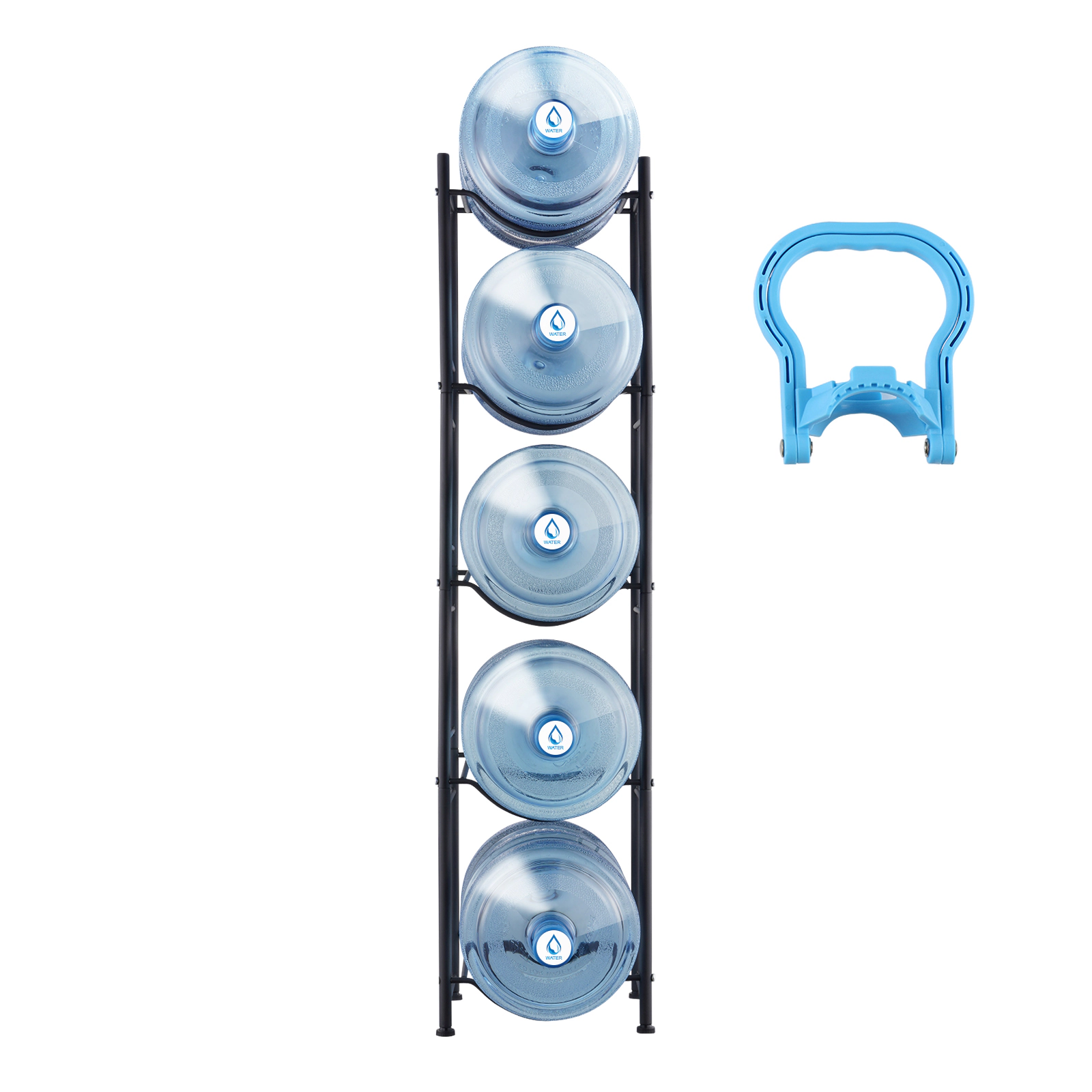 HONGGE Water Jug Holder 5 Gallon Water Bottle Holder Single Row Water Bottle Rack for Heavy Duty Water Jug Rack for