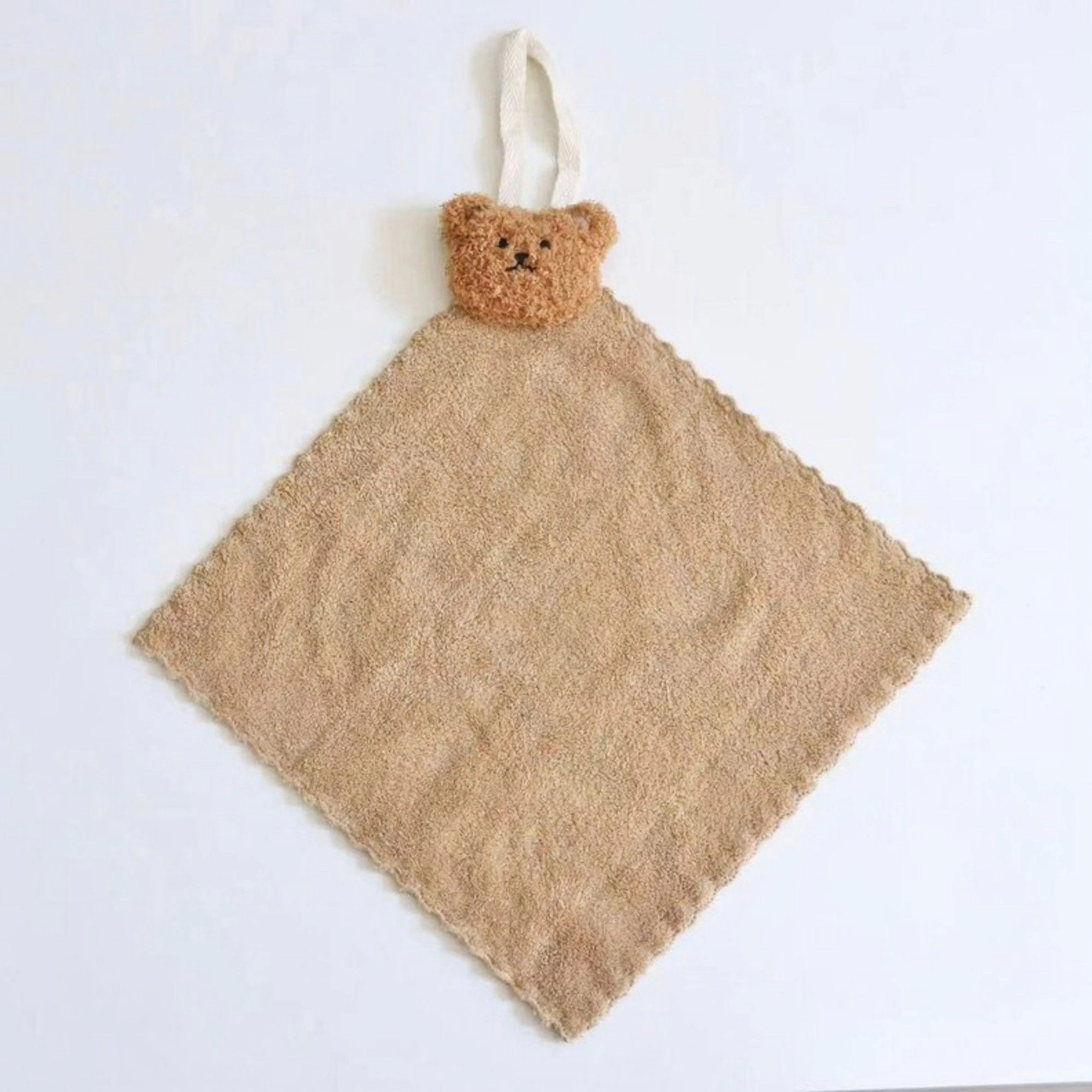 Alilang Unisex Soft Absorbent Hanging Washcloths with Bear Accent 3 Pack Reusable Cleaning Cloths