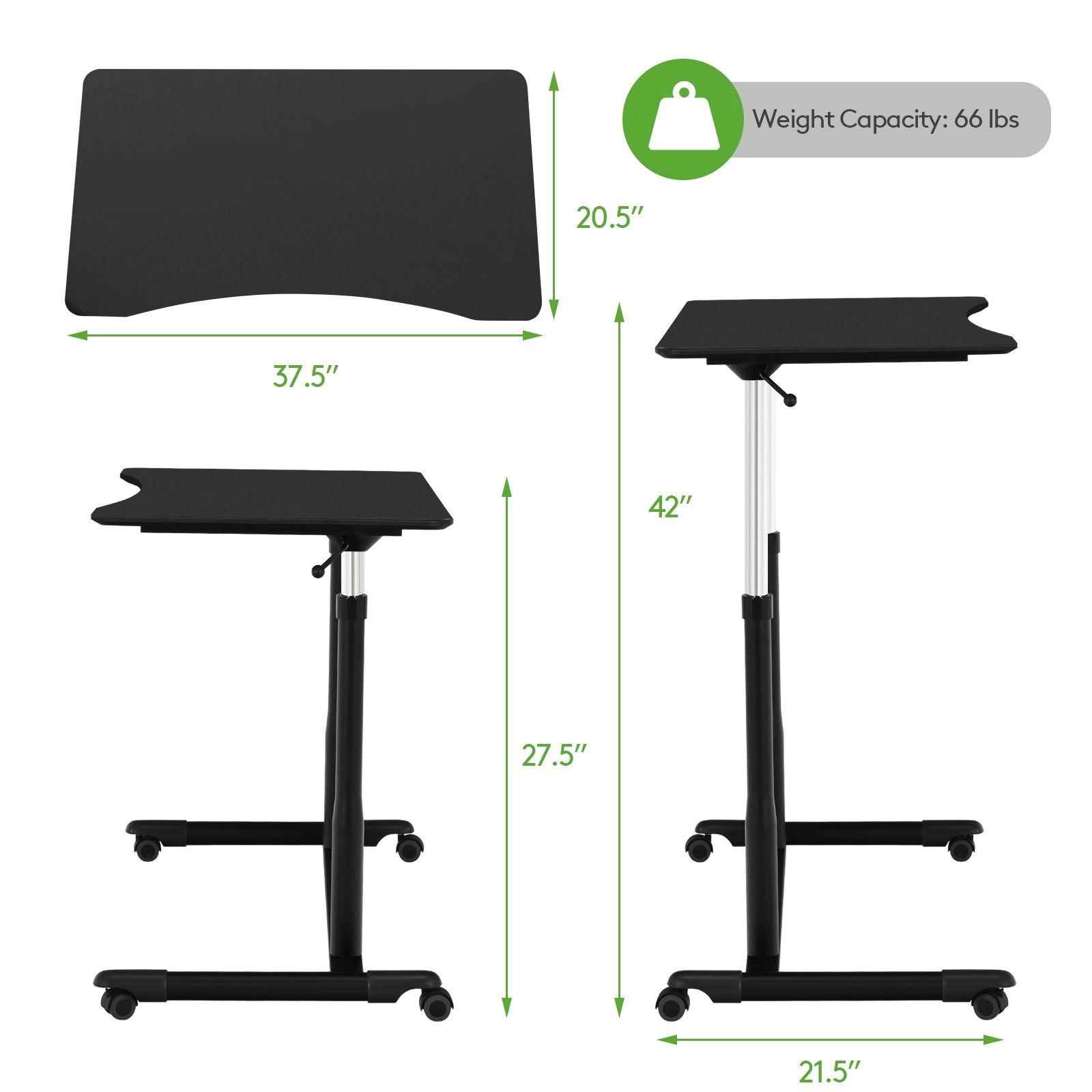 SlickBlue Adjustable Standing Laptop Desk with Rolling Casters