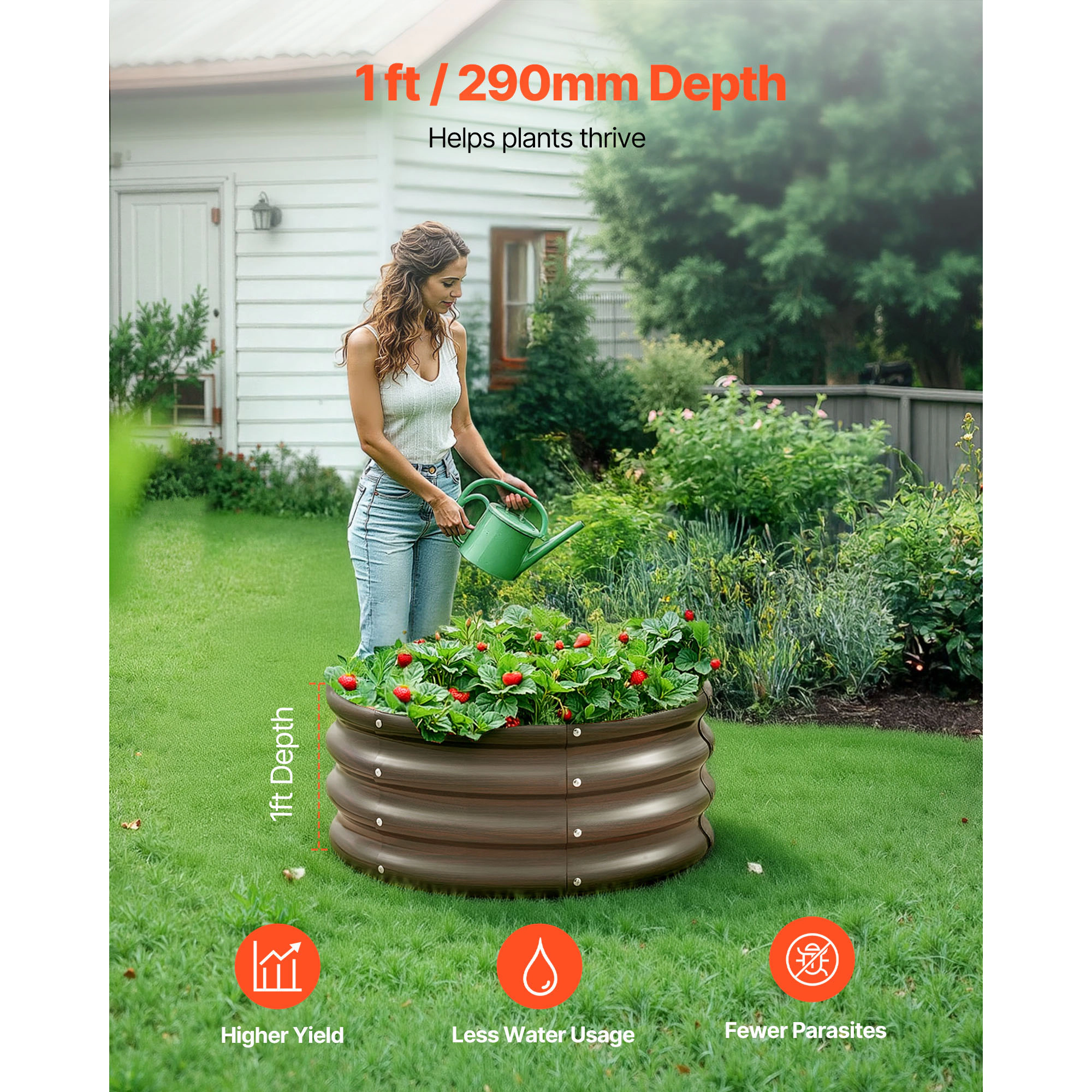 HONGGE Metal Raised Garden Outdoor Galvanized Planter Garden Planter Raised for Vegetables Flowers