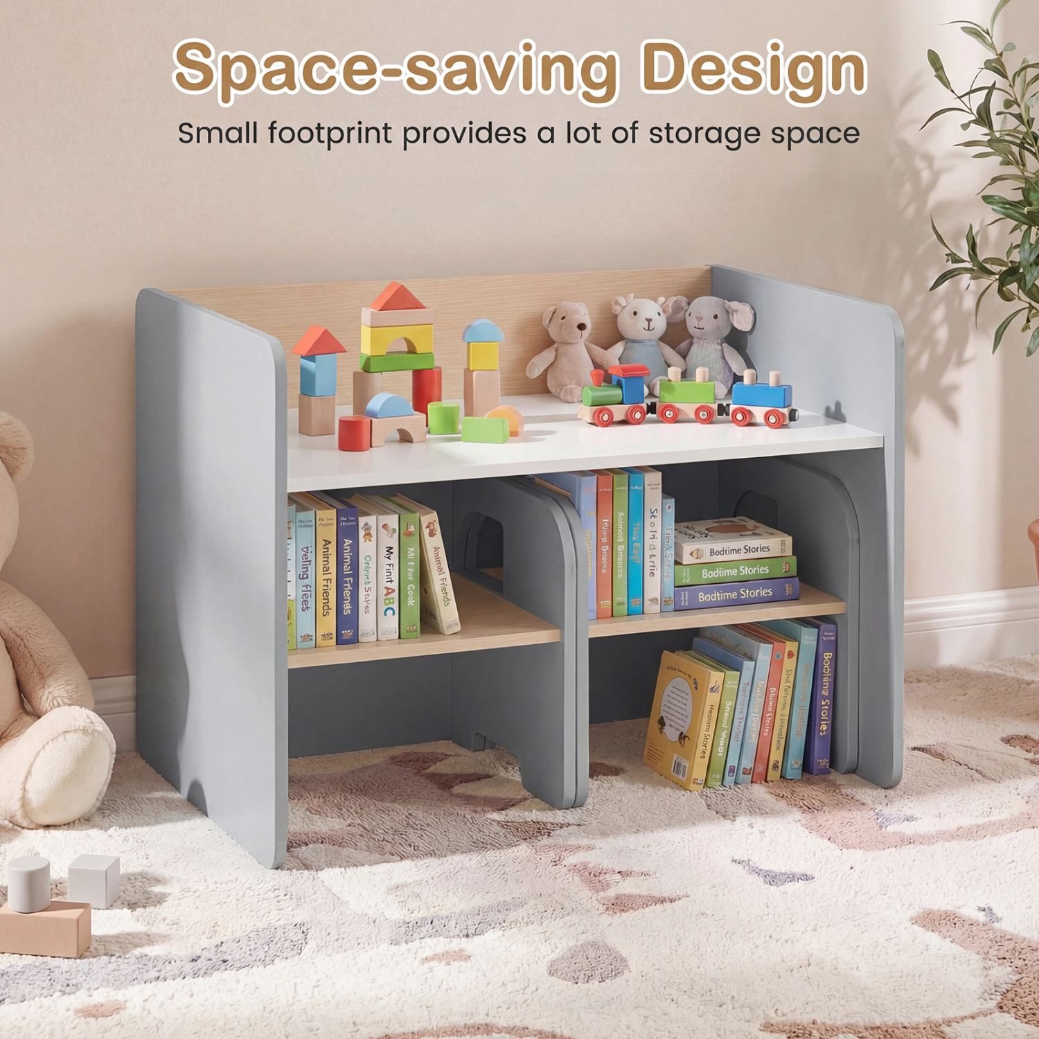 Hivvago 3 Pieces Kids Table And Chair Set With Space-Saving Toddler 2 Chairs