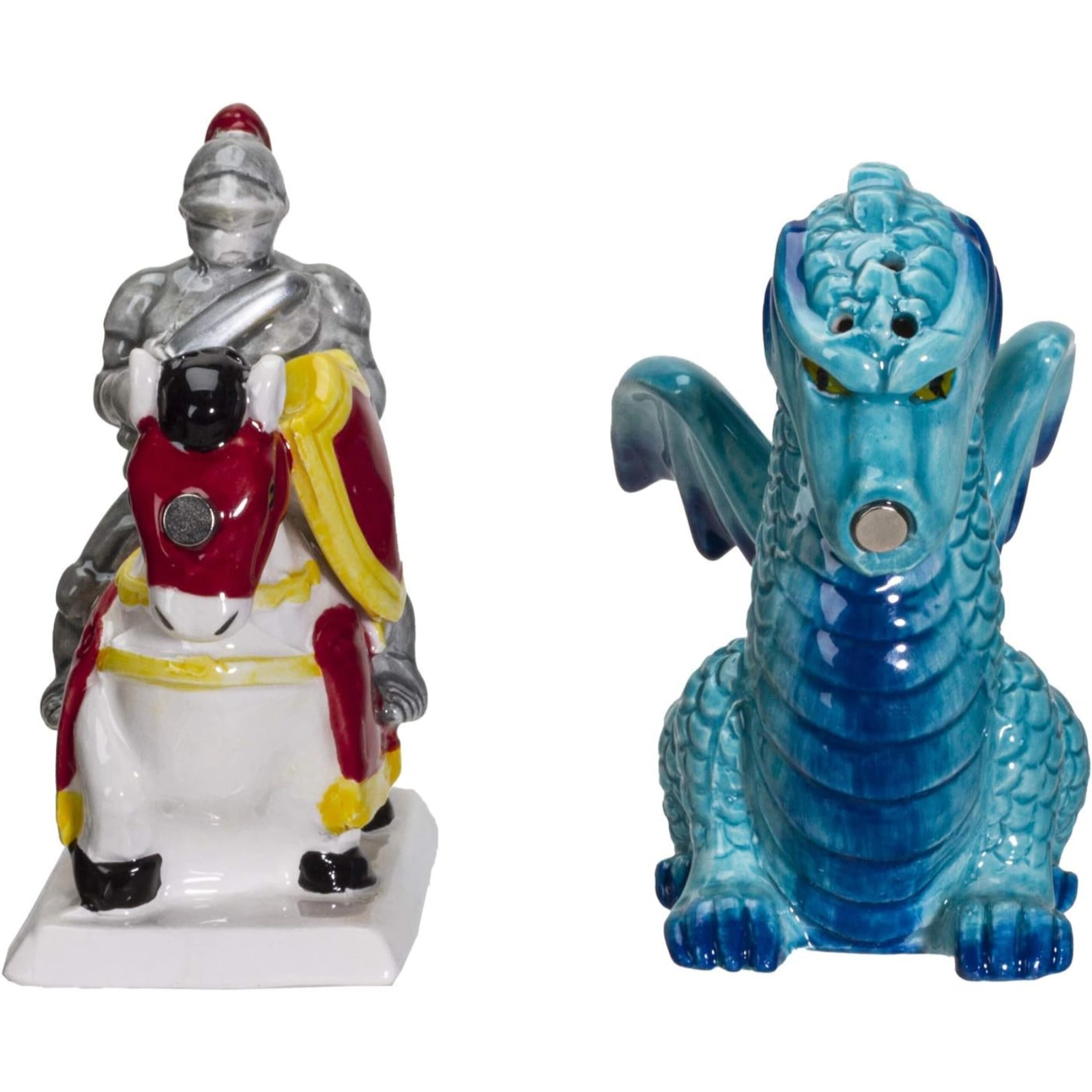 Pacific Giftware Knight on Horse and Dragon Ceramic Salt and Pepper Shakers Set