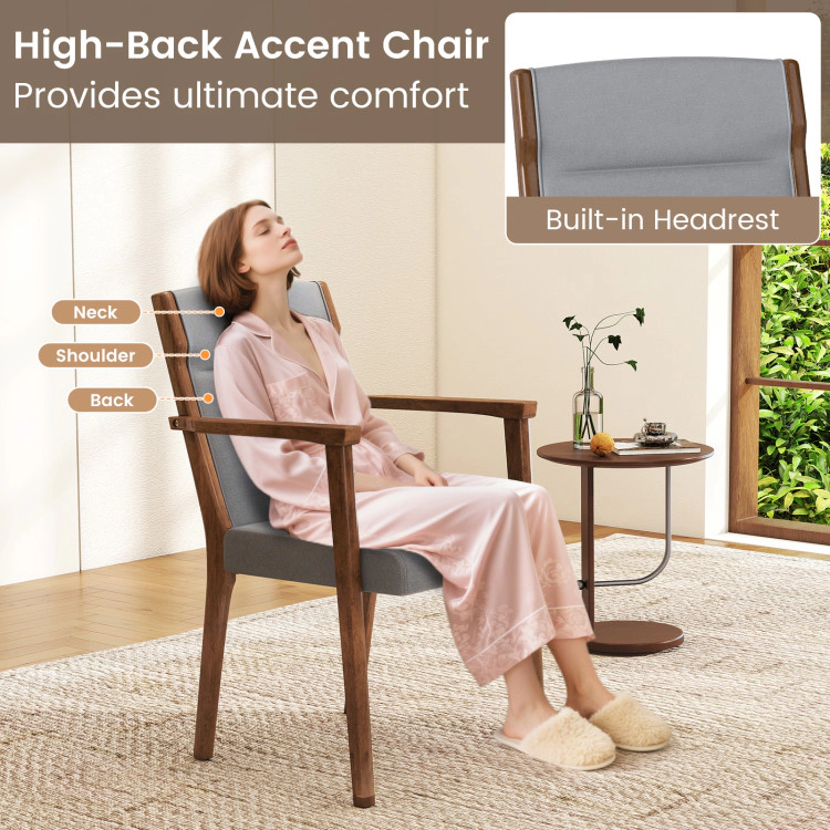 Hivvago Set of 2 High-Back Wooden Accent Chairs with Plush Upholstery and Cushioned Seat