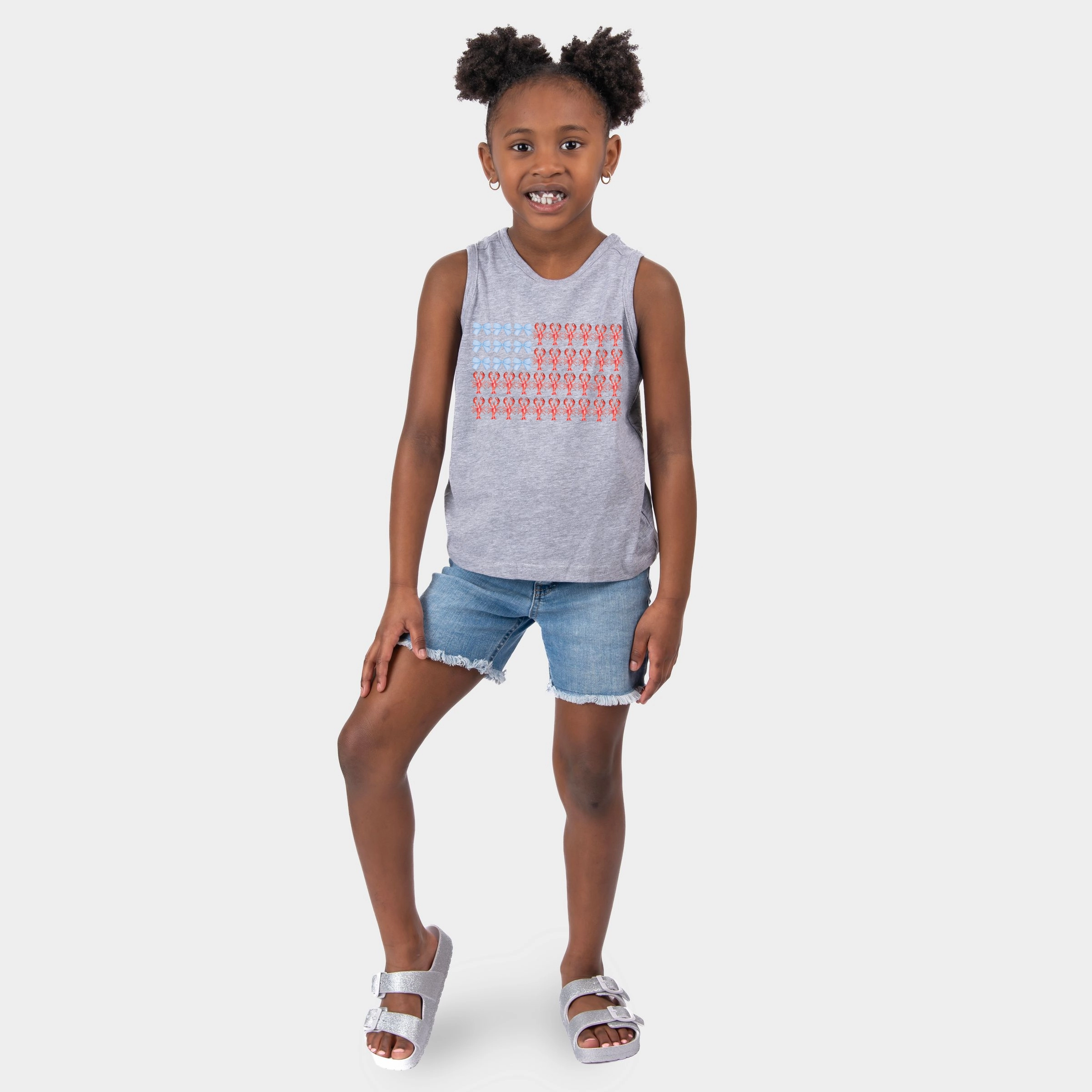The Juniper Shop - Youth Tank Top Lobster American Flag Coquette