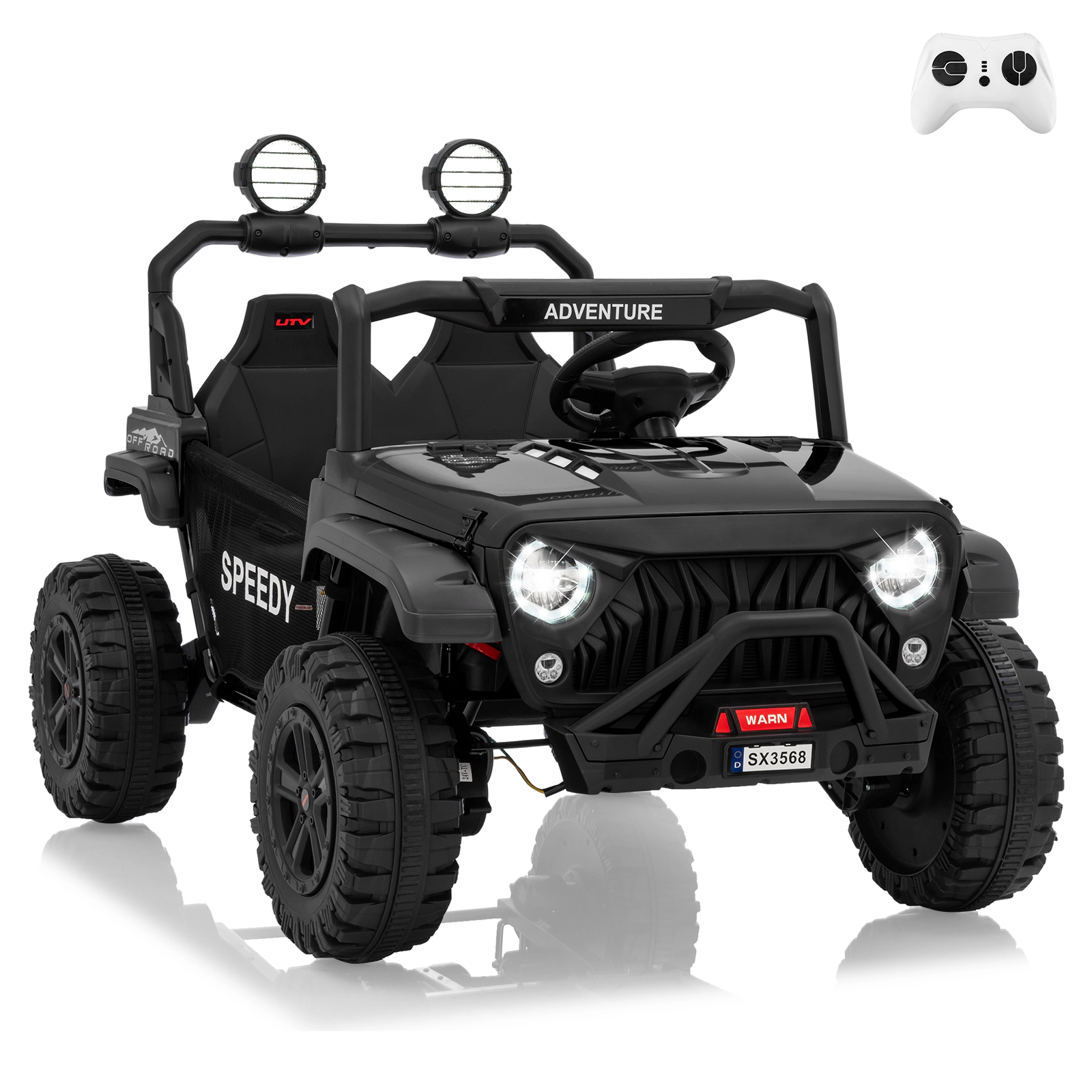 24V 2-Seater Kids Ride On Truck, 4WD Electric Vehicle w Remote,3 Speeds,Suspension,Dual Storage,LED Lights&Music