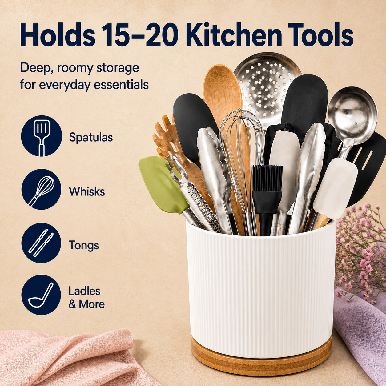 WZK 360 Rotating Ceramic for Chefs Kitchen Utensil Holder