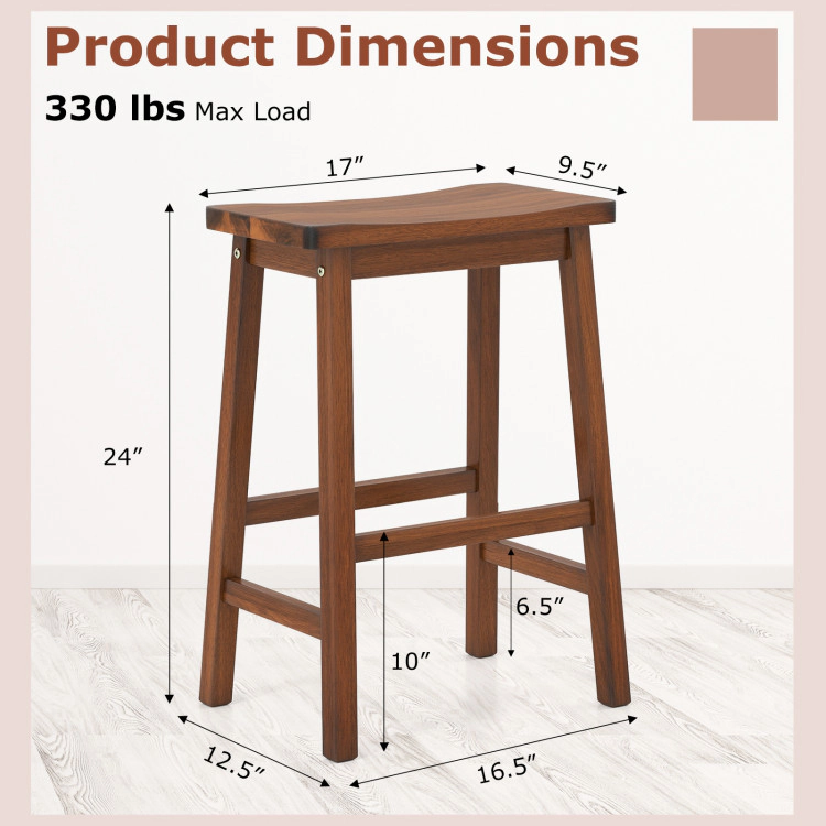 Hivvago Set of 2 Counter Height Saddle-Seat Stools with Curved Seats and Footrests