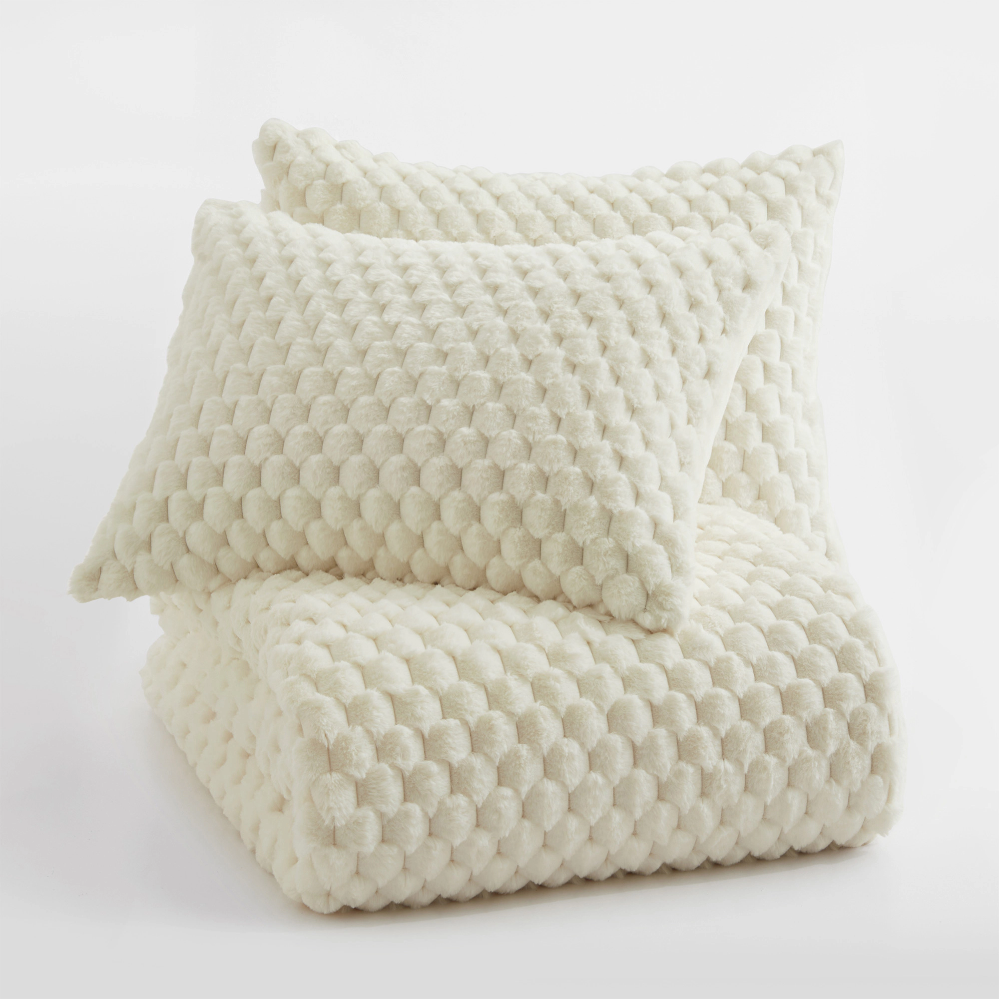 PEACENEST 3-Piece Sculpted Plush Down Alternative Comforter Set with 2 Pillow Shams