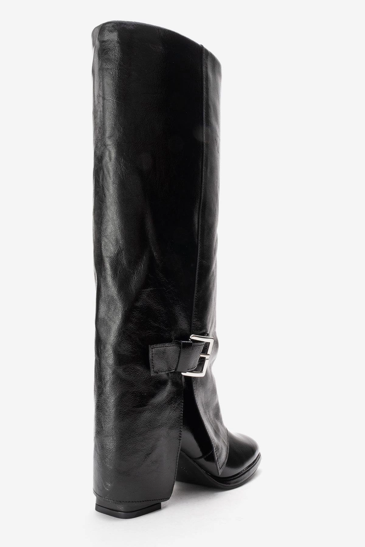 Forever & Always Womens Lojo Leather Block Heel Boot