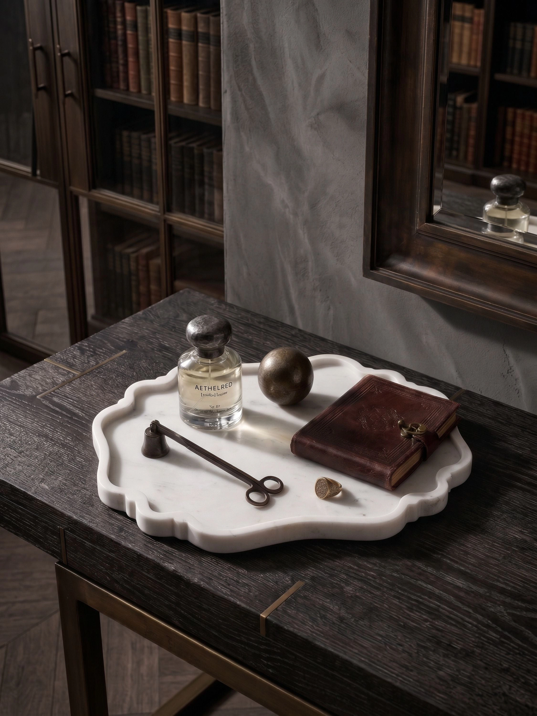 GAURI KOHLI Cascade White Marble Tray