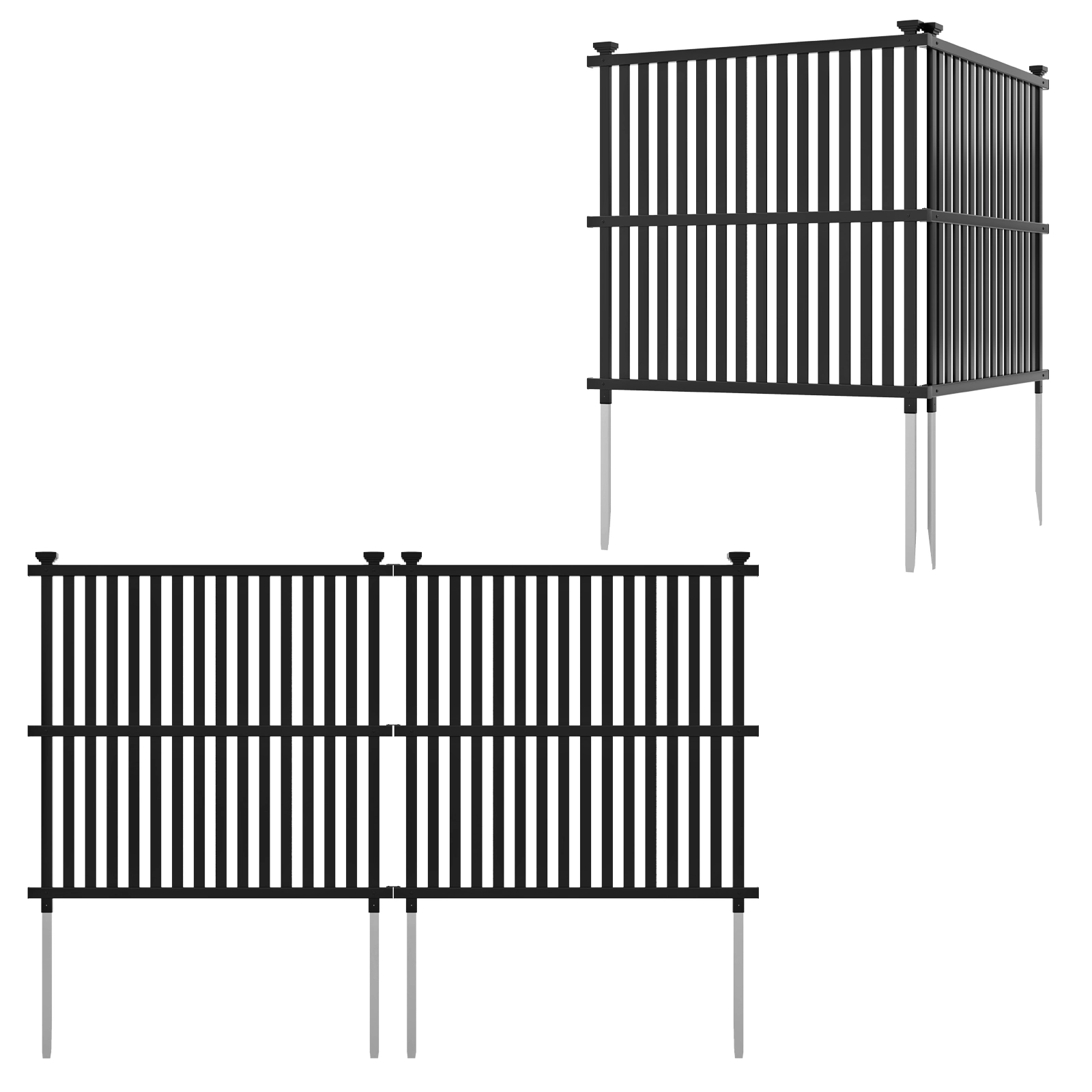 SUGIFT Air Conditioner Fence Panel with Metal Ground Stakes 55-in Tall Garden Trellis Enclosure White