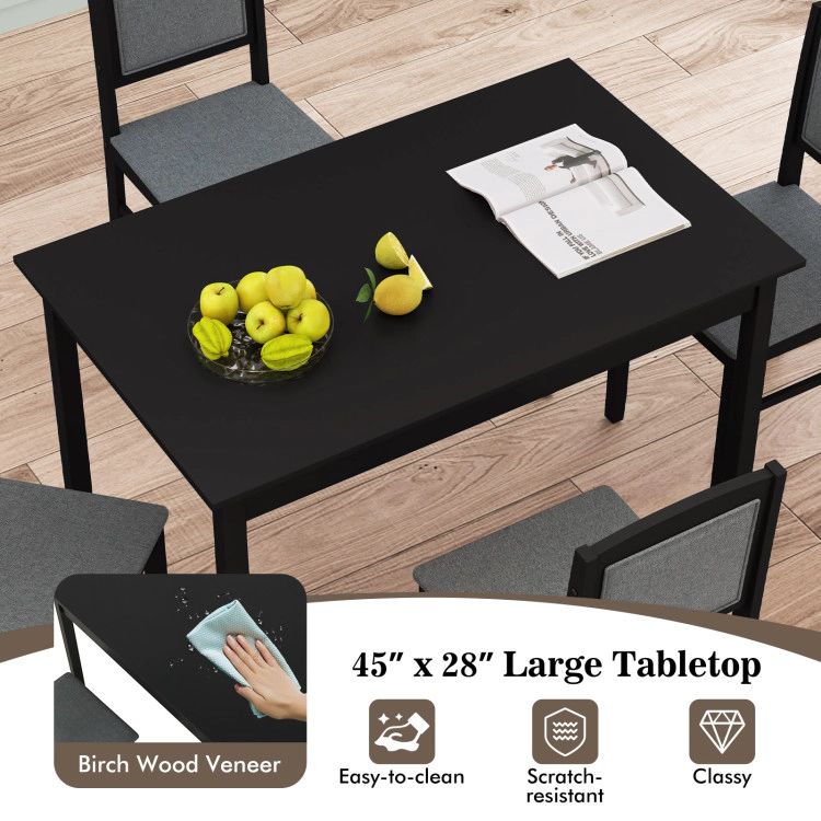 Hivvago 5-Piece Dining Set For 4 With Rubber Wood Legs For Small Dining Room