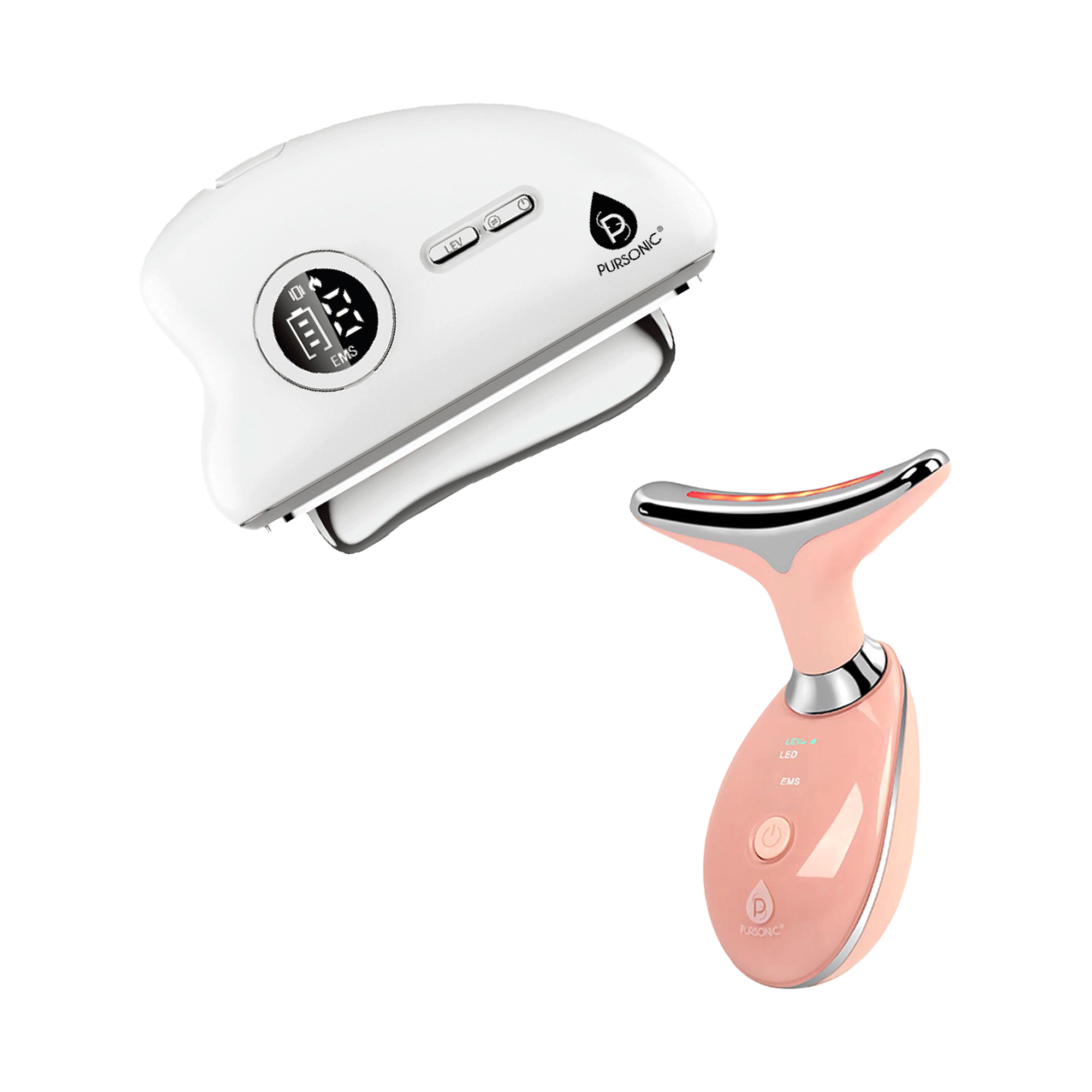 Pursonic Women's 7-in-1 LED Light Therapy Facial & Body Sculpting Wand Duo