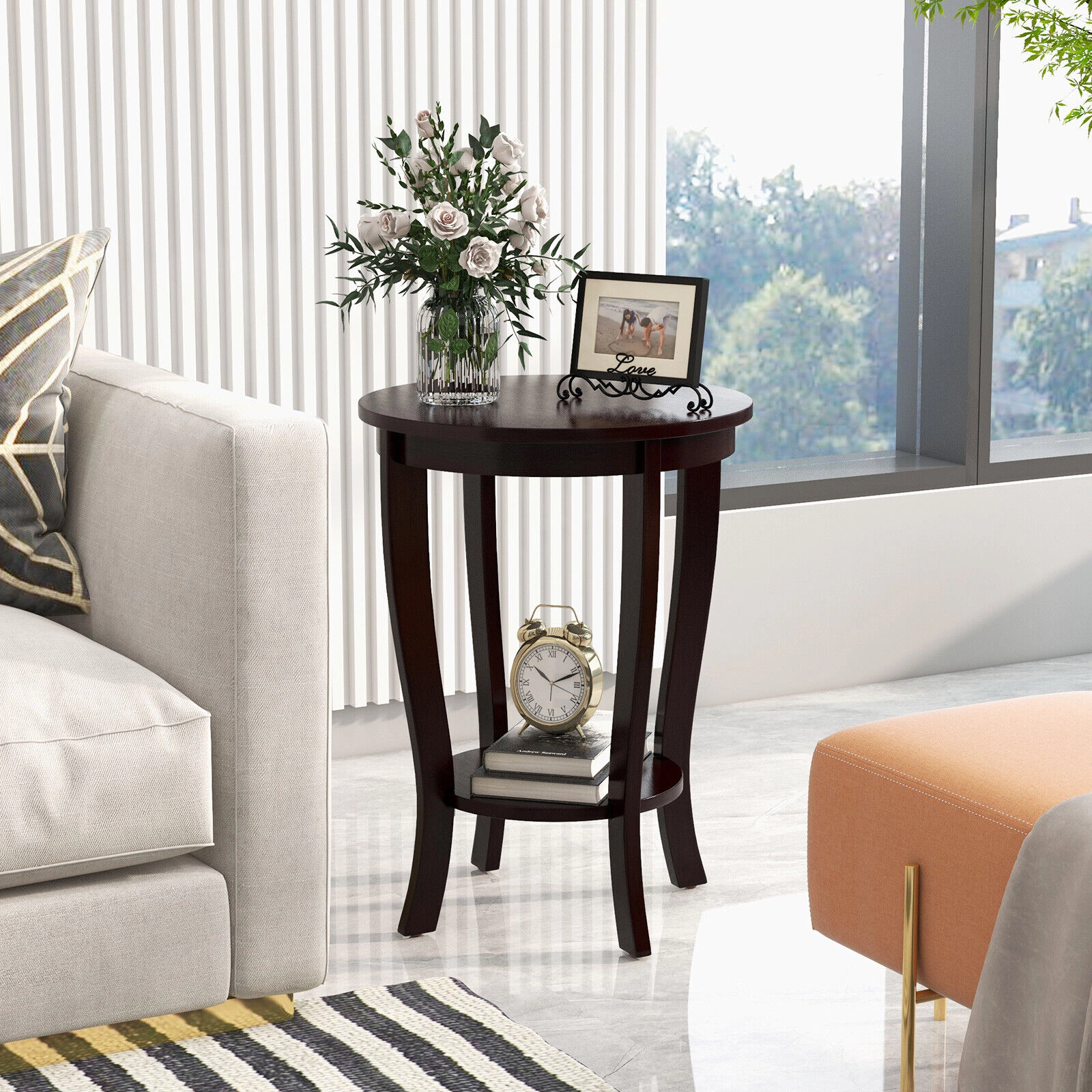 SlickBlue 2-Tier End Table, Compact Nightstand for Living Room