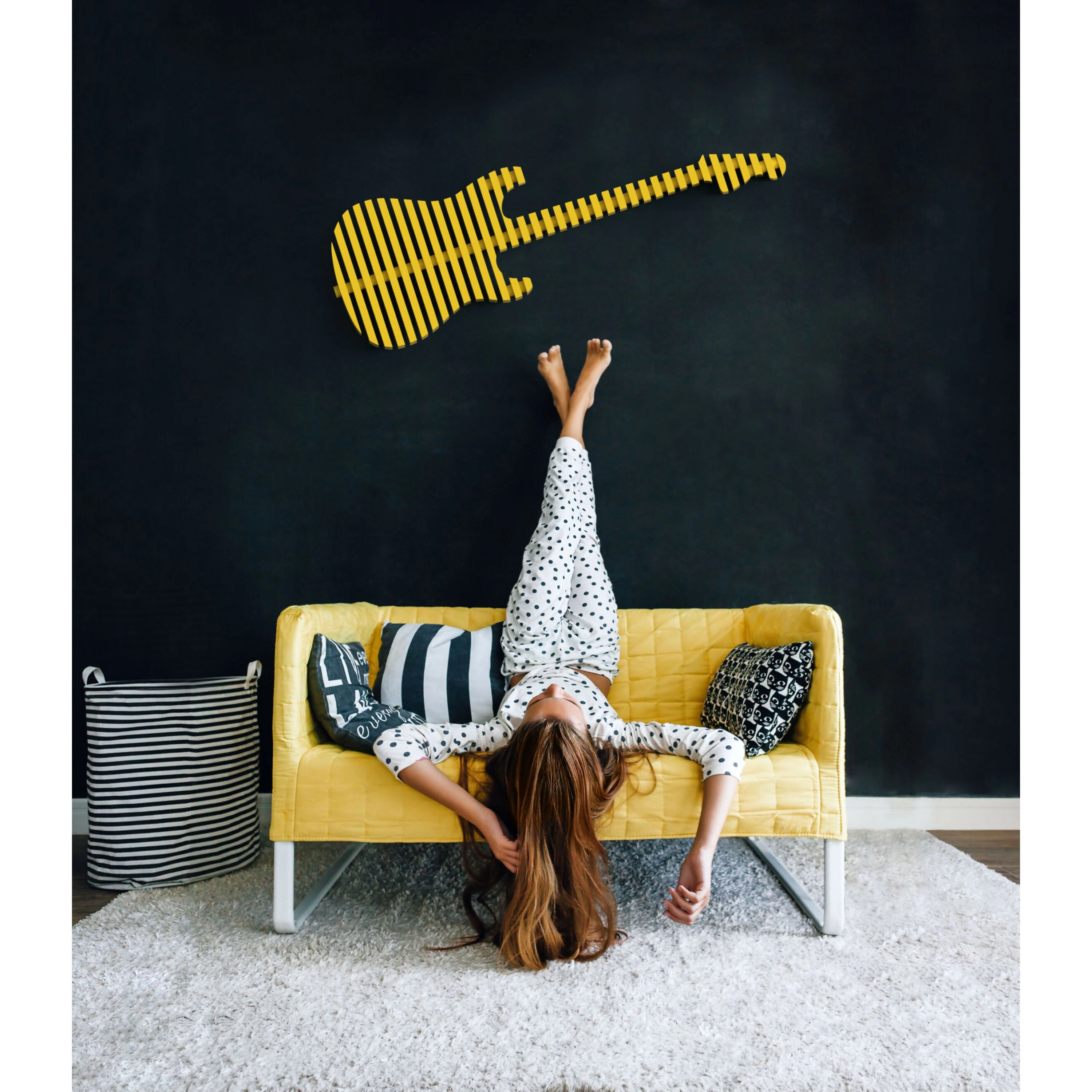 Wear Sierra Parametric Yellow 3D Guitar Wood Wall Art