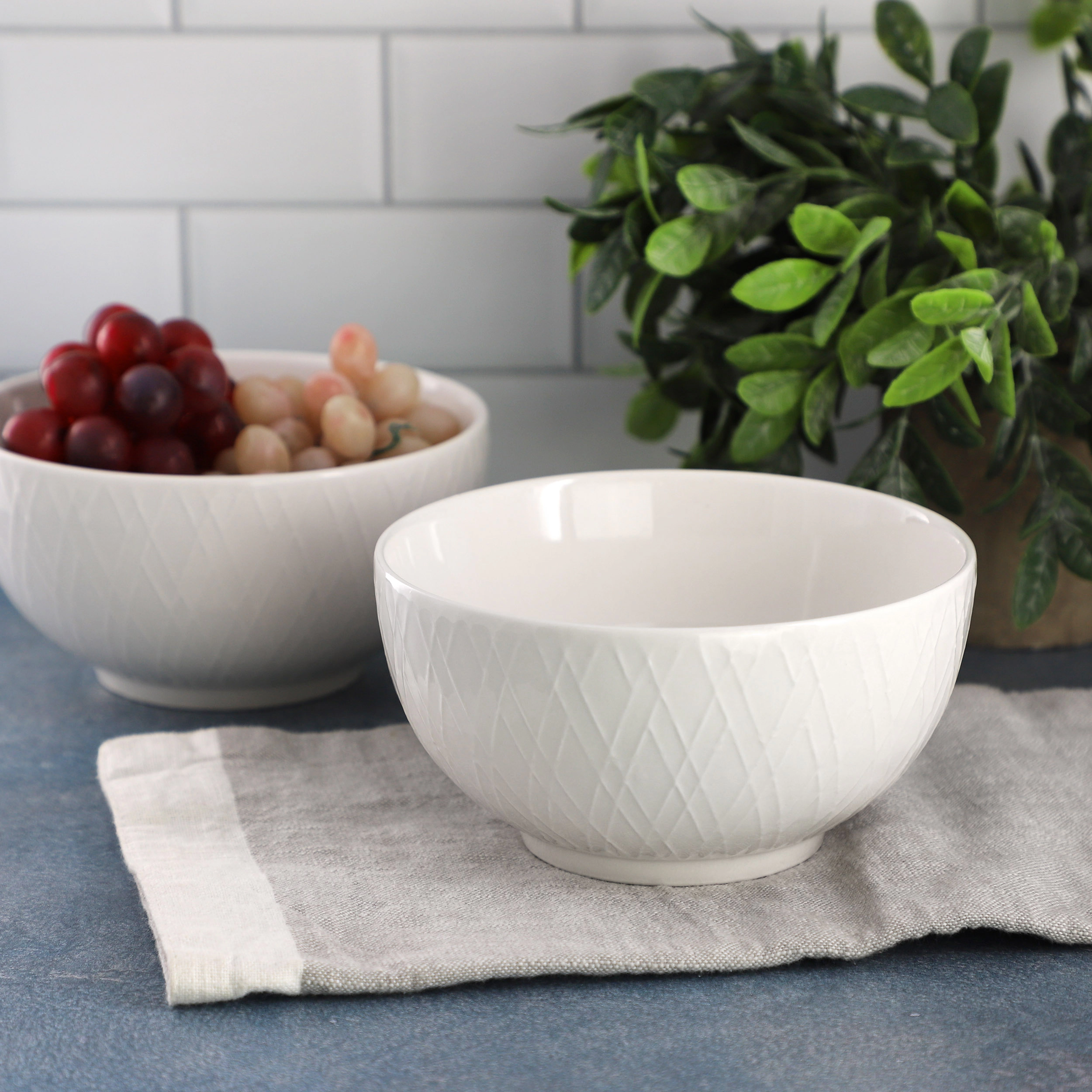 Gibson Home Great Essentials 2 Piece Fine Ceramic 6in Cereal Bowl Set in White