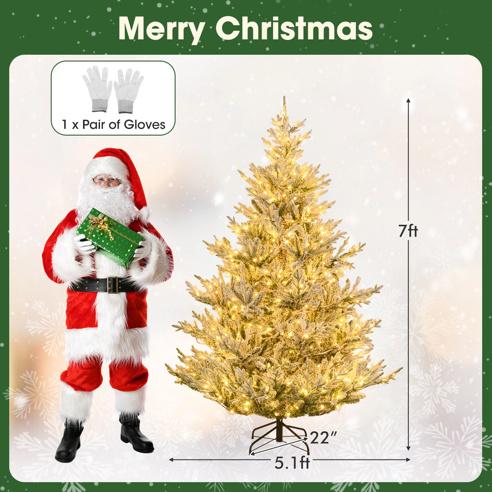 Costway 6/7/8 FT Artificial Christmas Tree with 762/1074/1470 Flocked Branch Tips