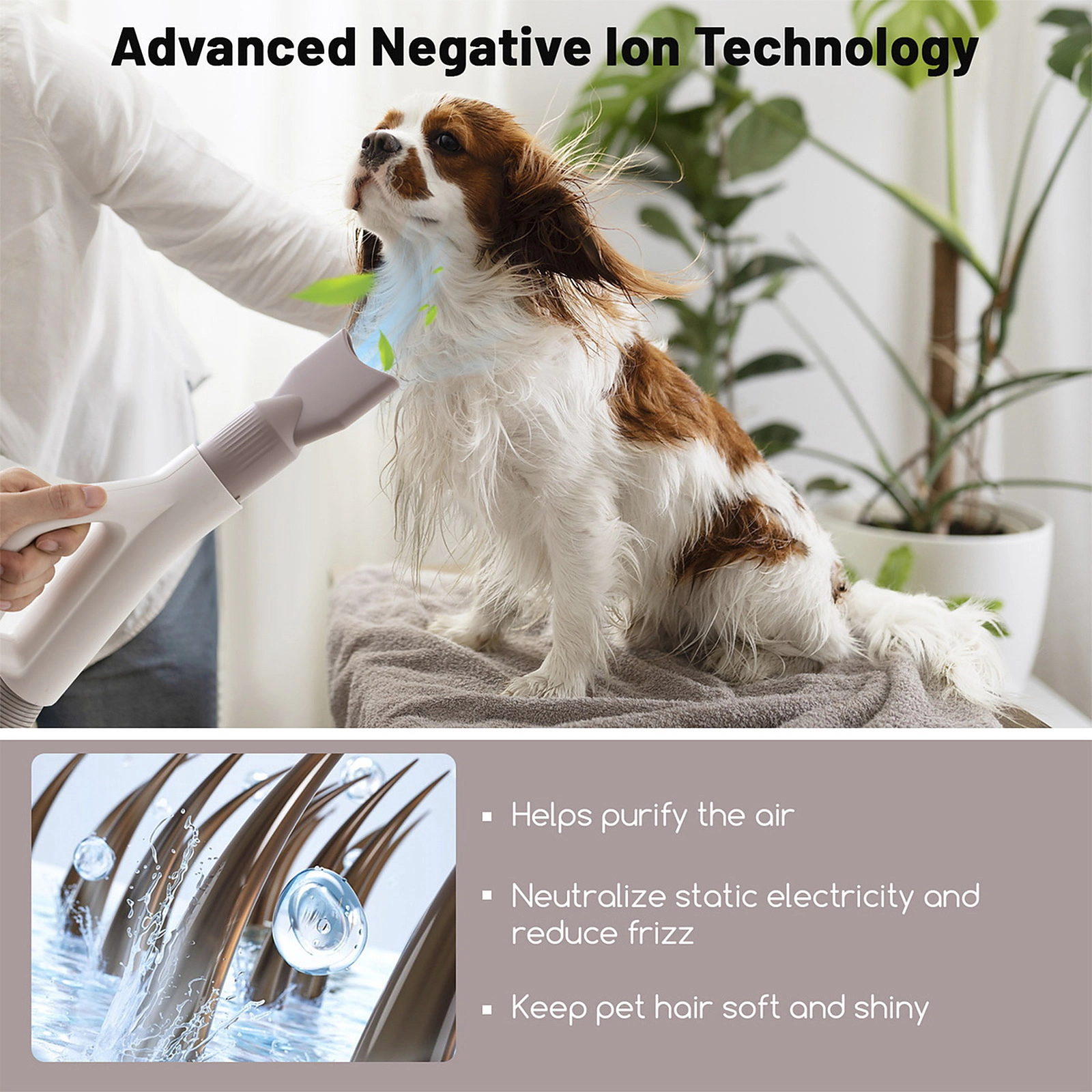 SUGIFT White Pet Hair Dryer Blower with Negative Ion Function and 1700-W Motor 13-in W 7-in D 6.5-in H