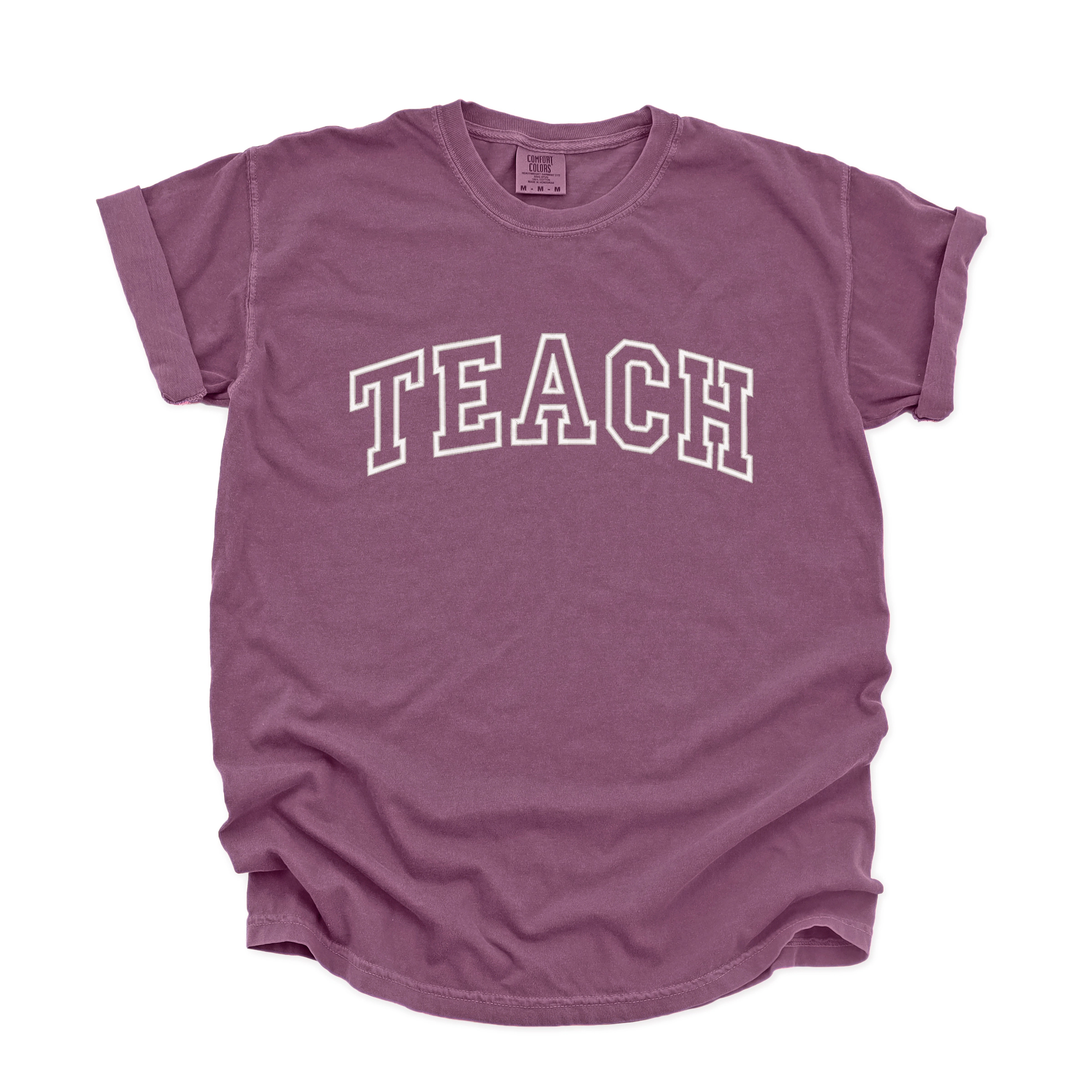 Simply Sage Market - Embroidered Teach Women's Garment Dyed Graphic T-Shirt